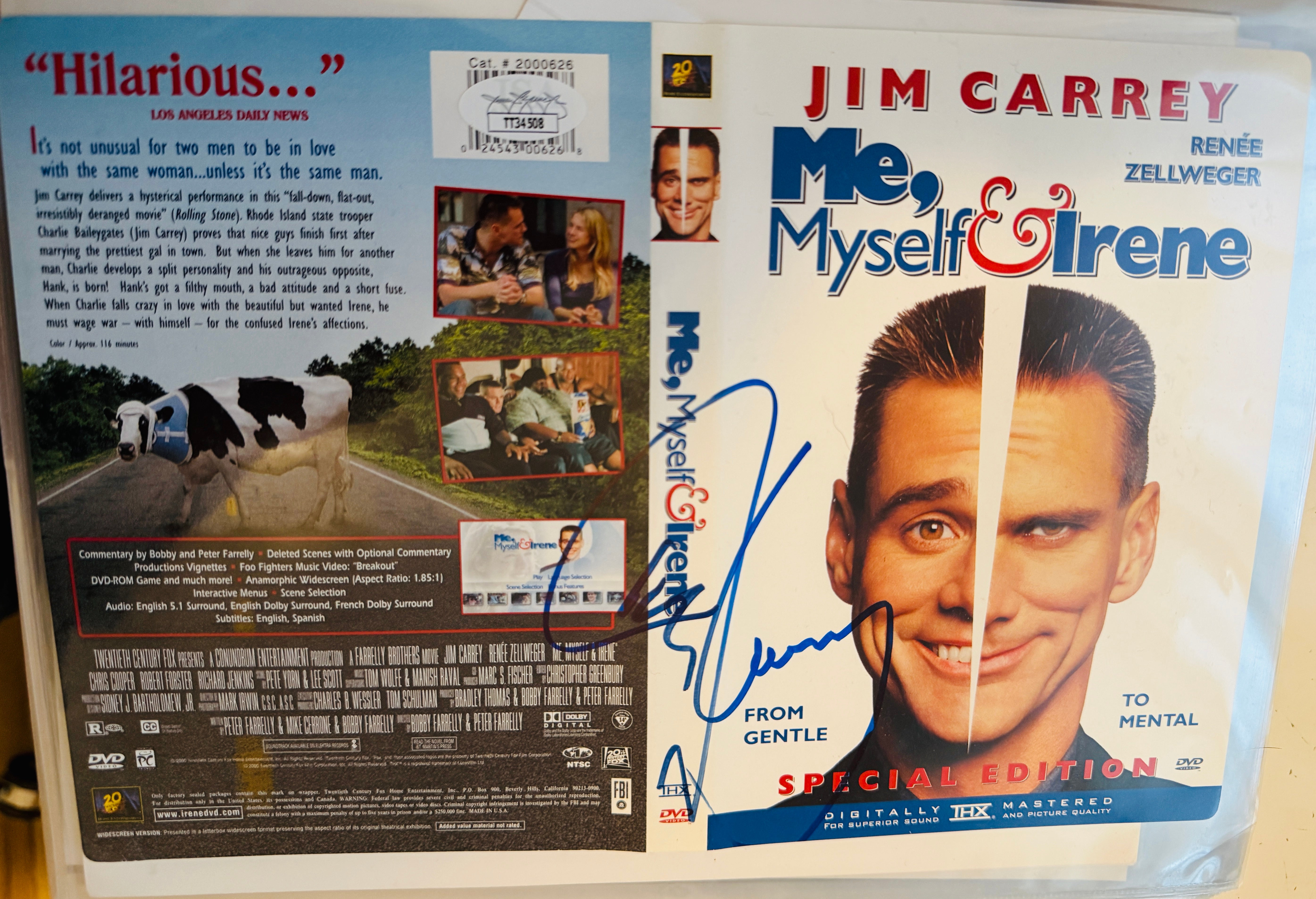 Jim Carrey rare autograph video cover certified by JSA