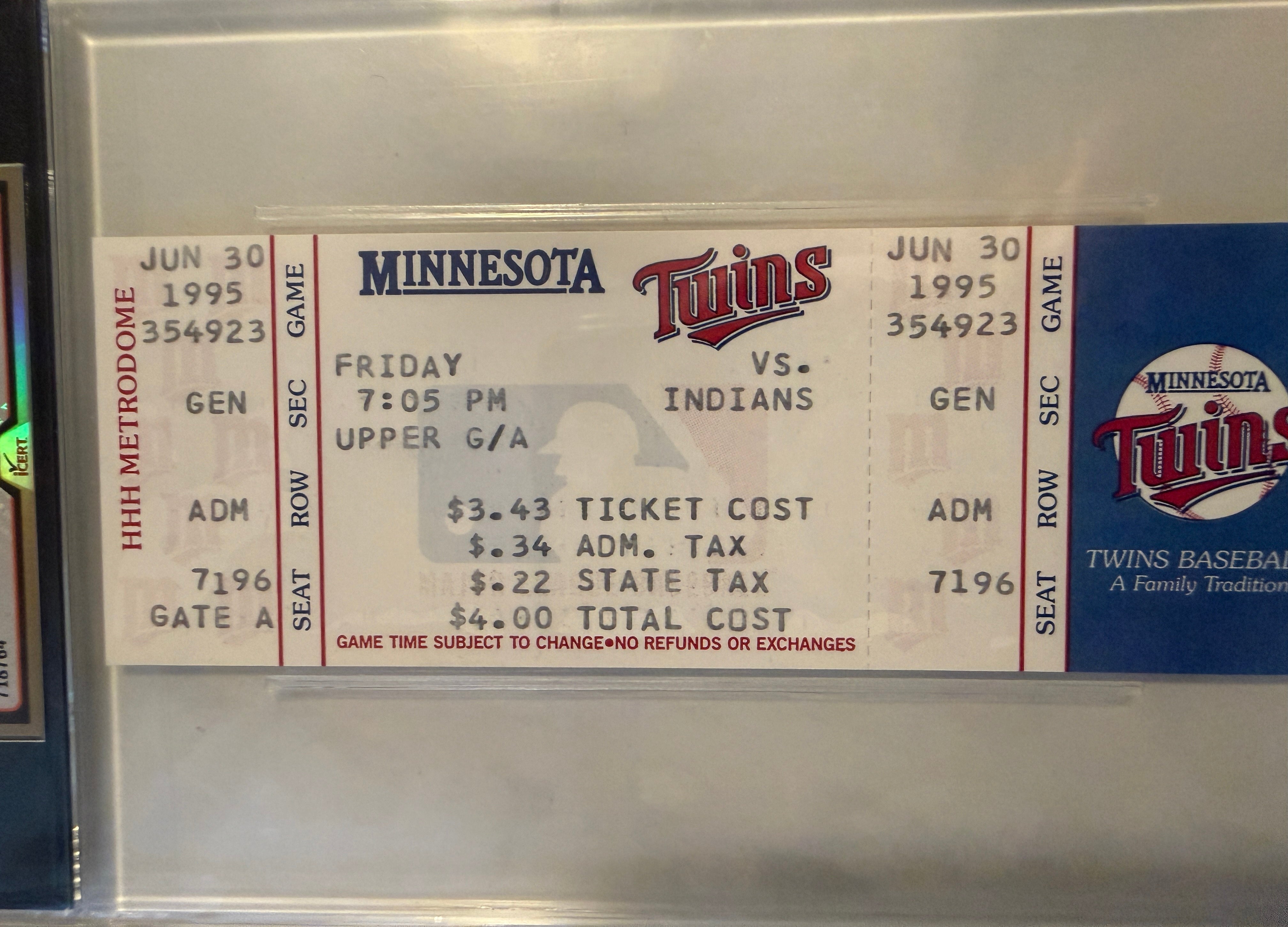 Eddie Murray rare 3000 hits game used high graded ticket 1995