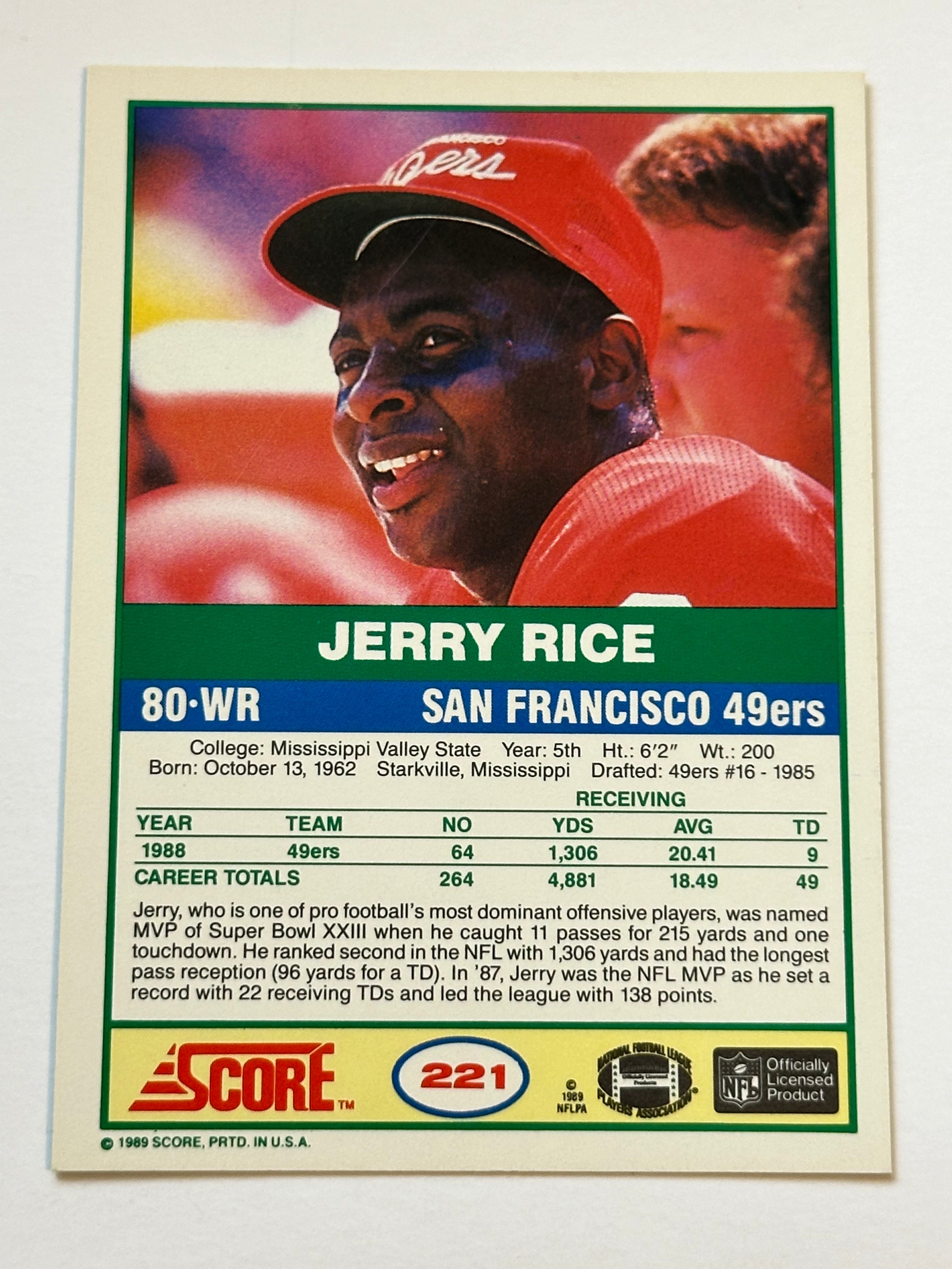 Jerry Rice autograph football card with COA