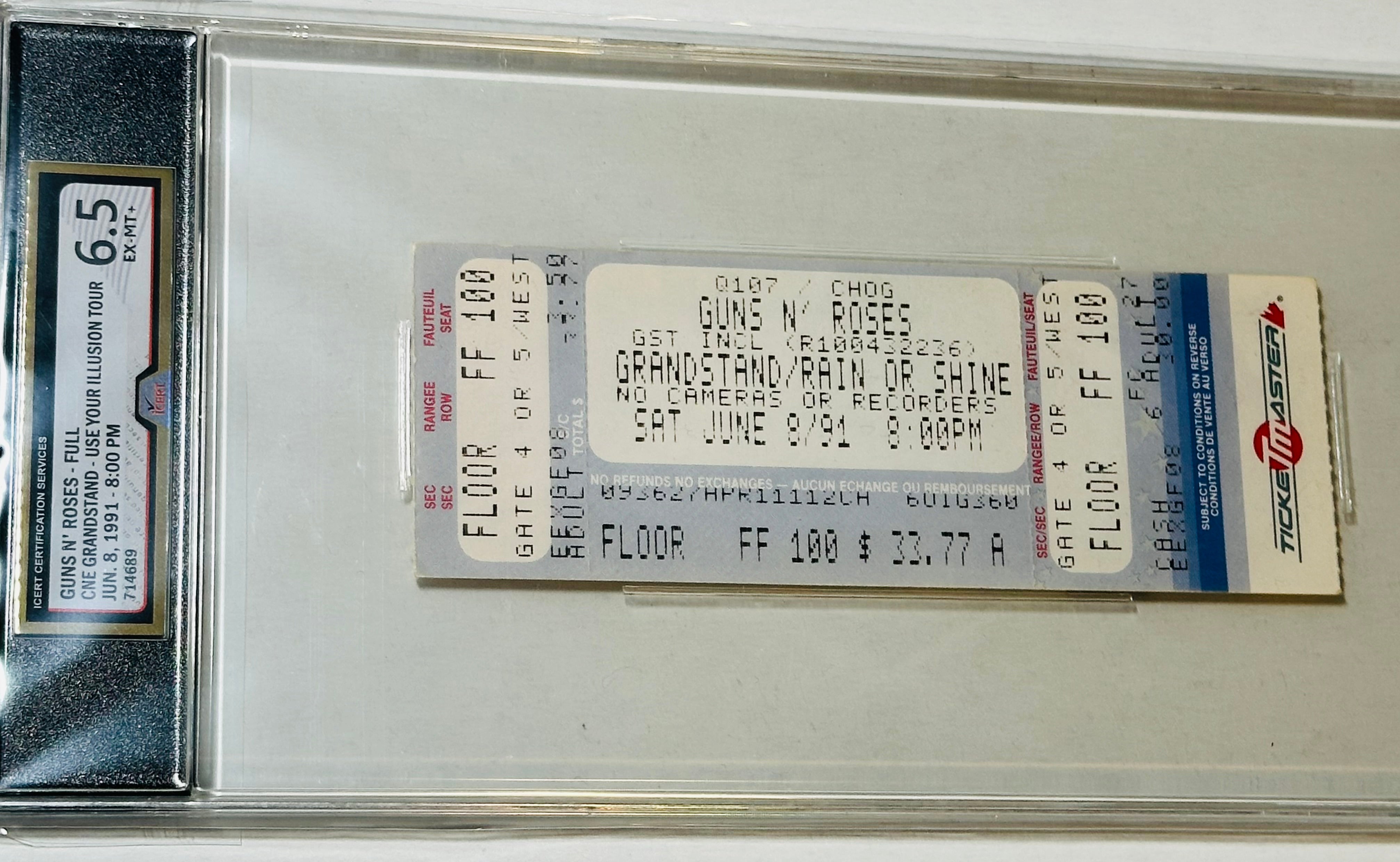 Guns N’ Roses graded concert ticket 1991