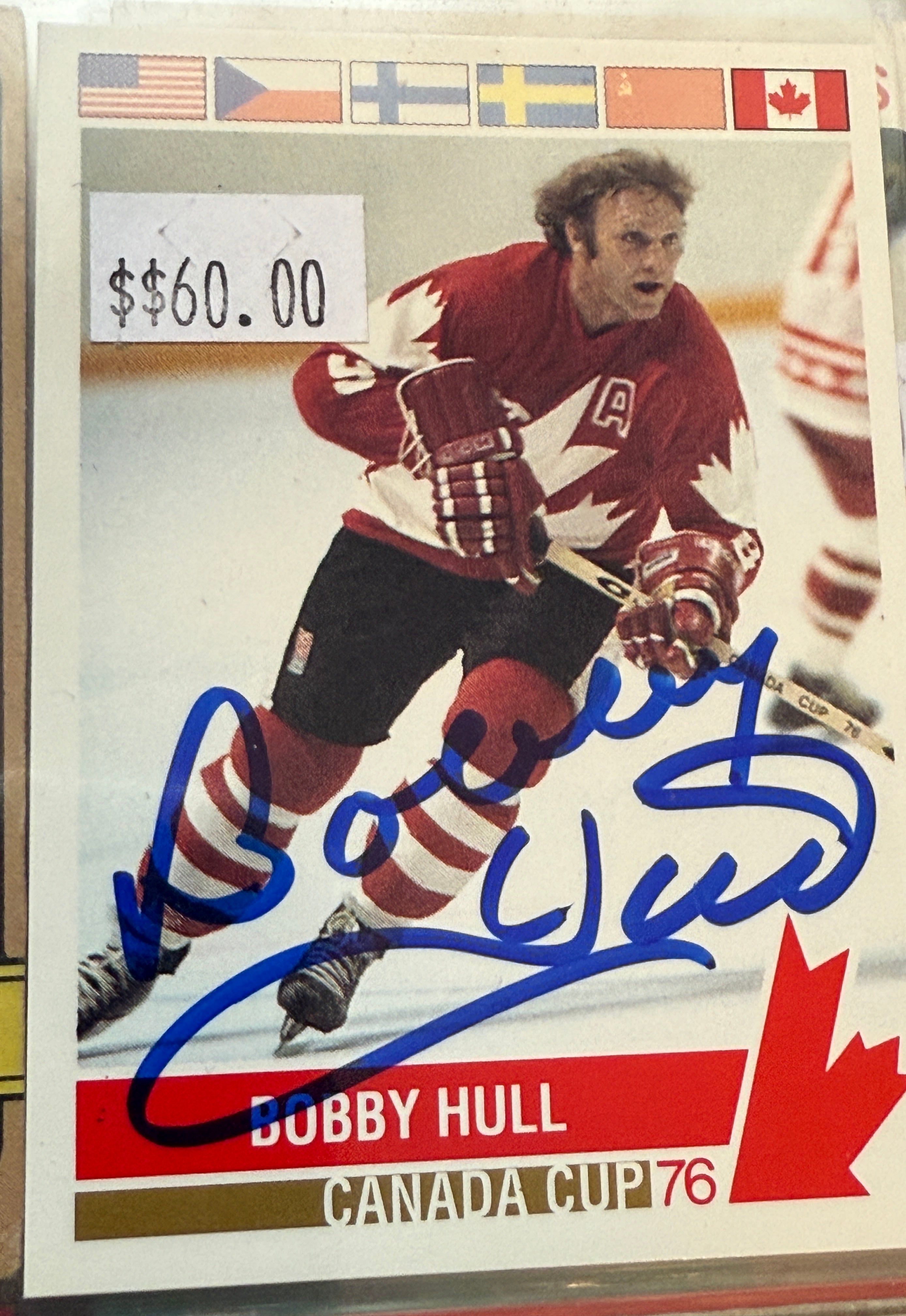 Bobby Hull team Canada hockey autographed in person card with COA
