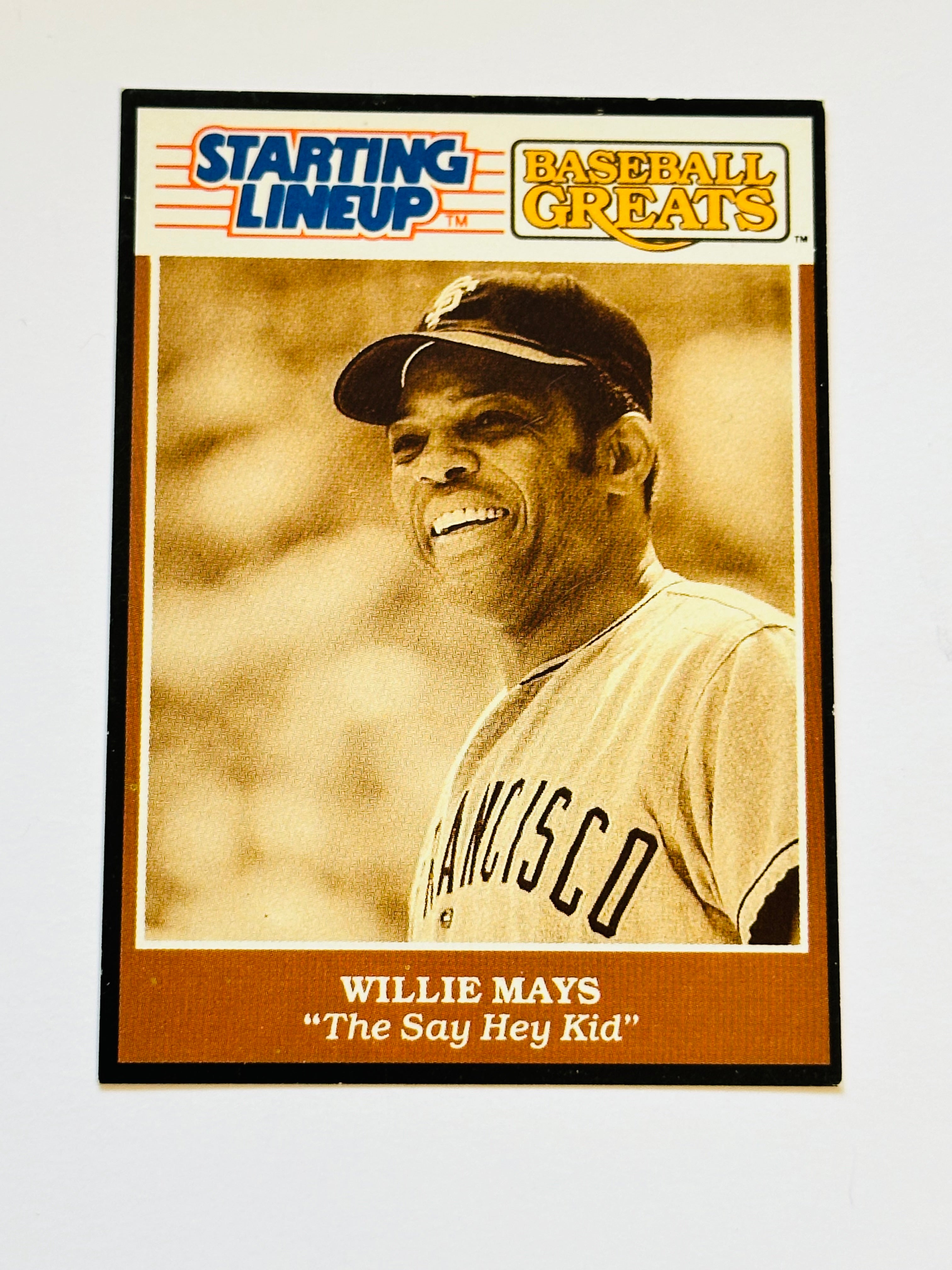 rare 1989 baseball cards Willie Mays Kenner starting lineup rare insert card 1989