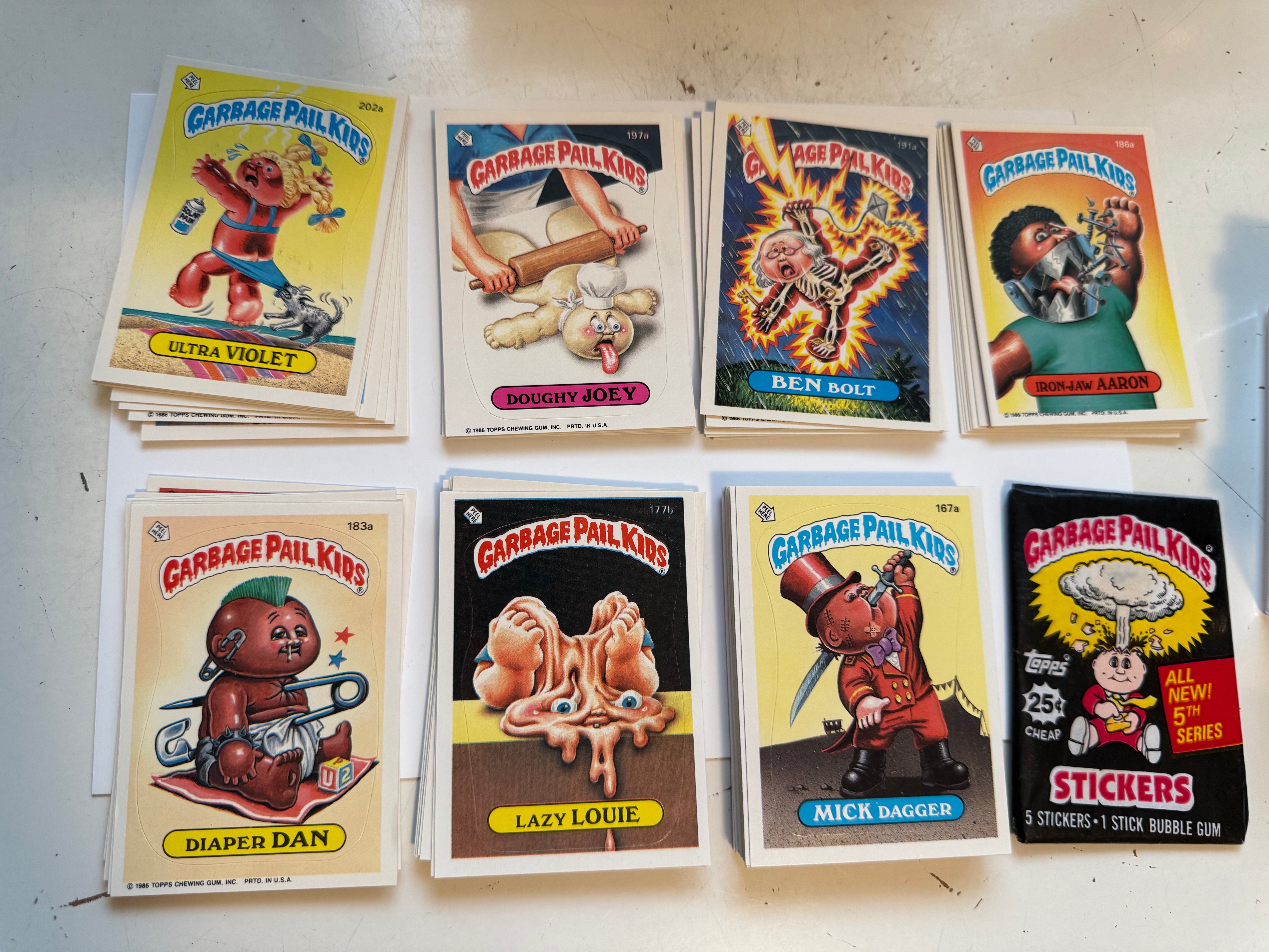 Garbage pail kids mint condition stickers set with wrapper series 5, 1985