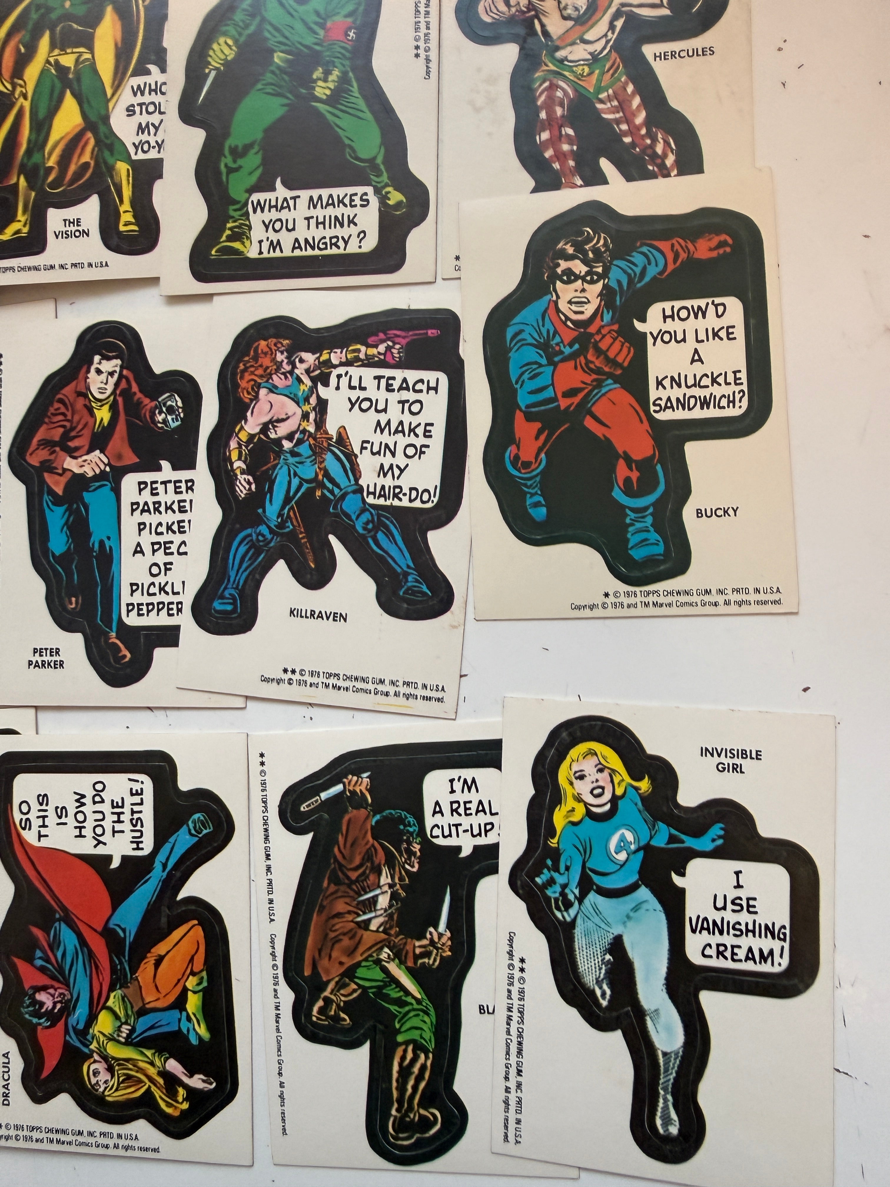 Marvel stickers cards set and puzzle set high grade condition 1976