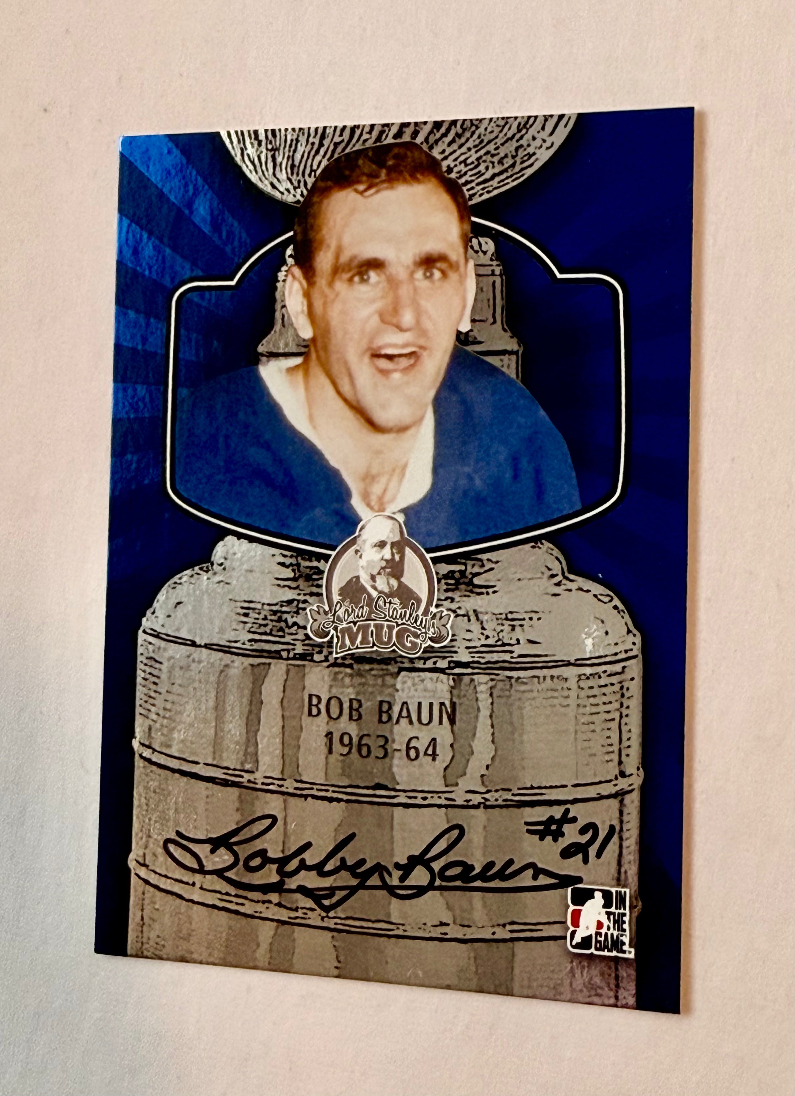 Bobby Baun Hockey legend autographed insert card with COA on card back