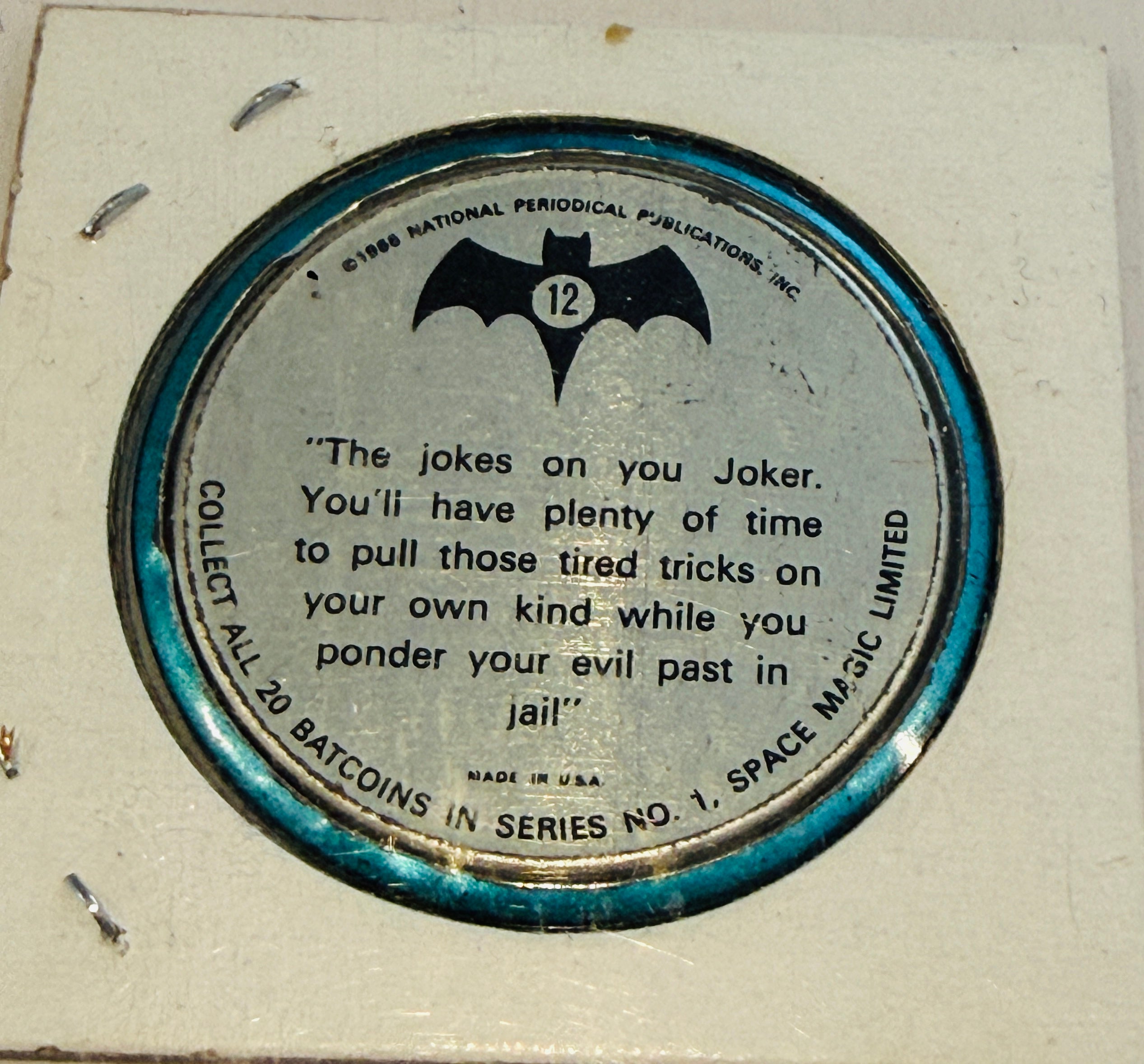Batman and the joker original vintage metal coin 1966
