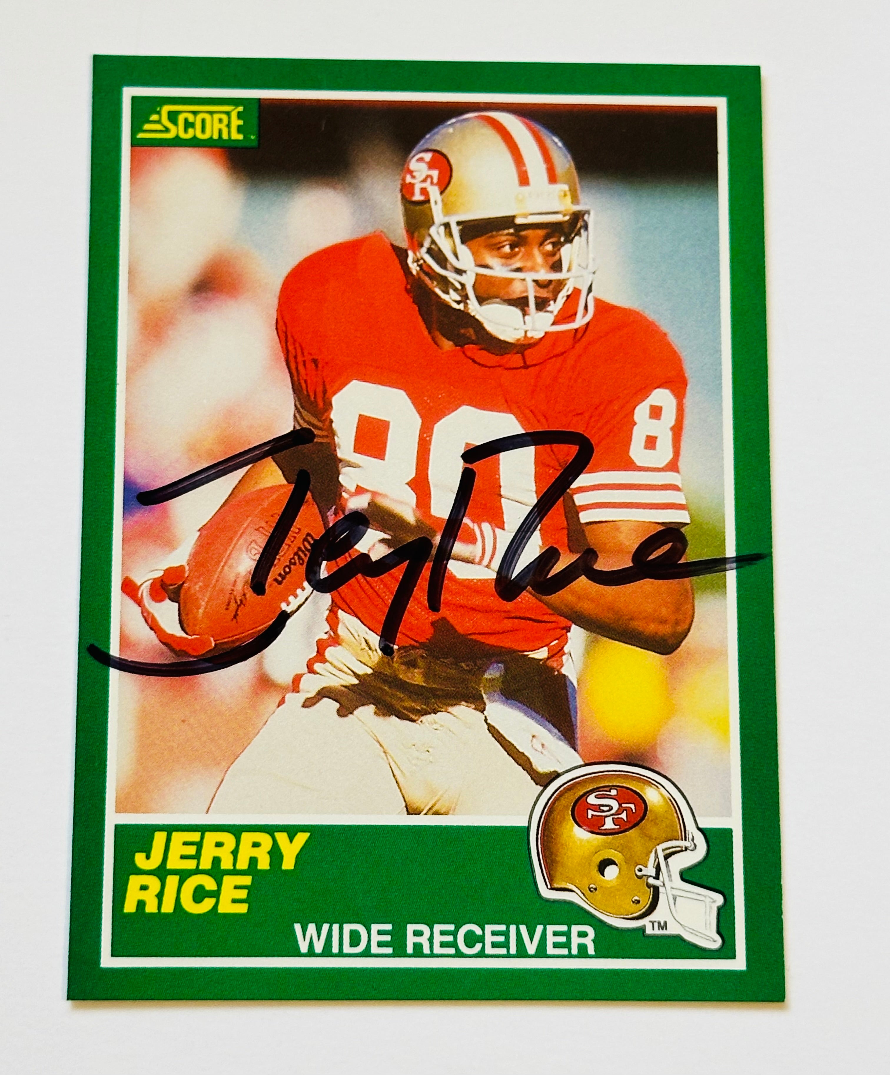 Jerry Rice autograph football card with COA
