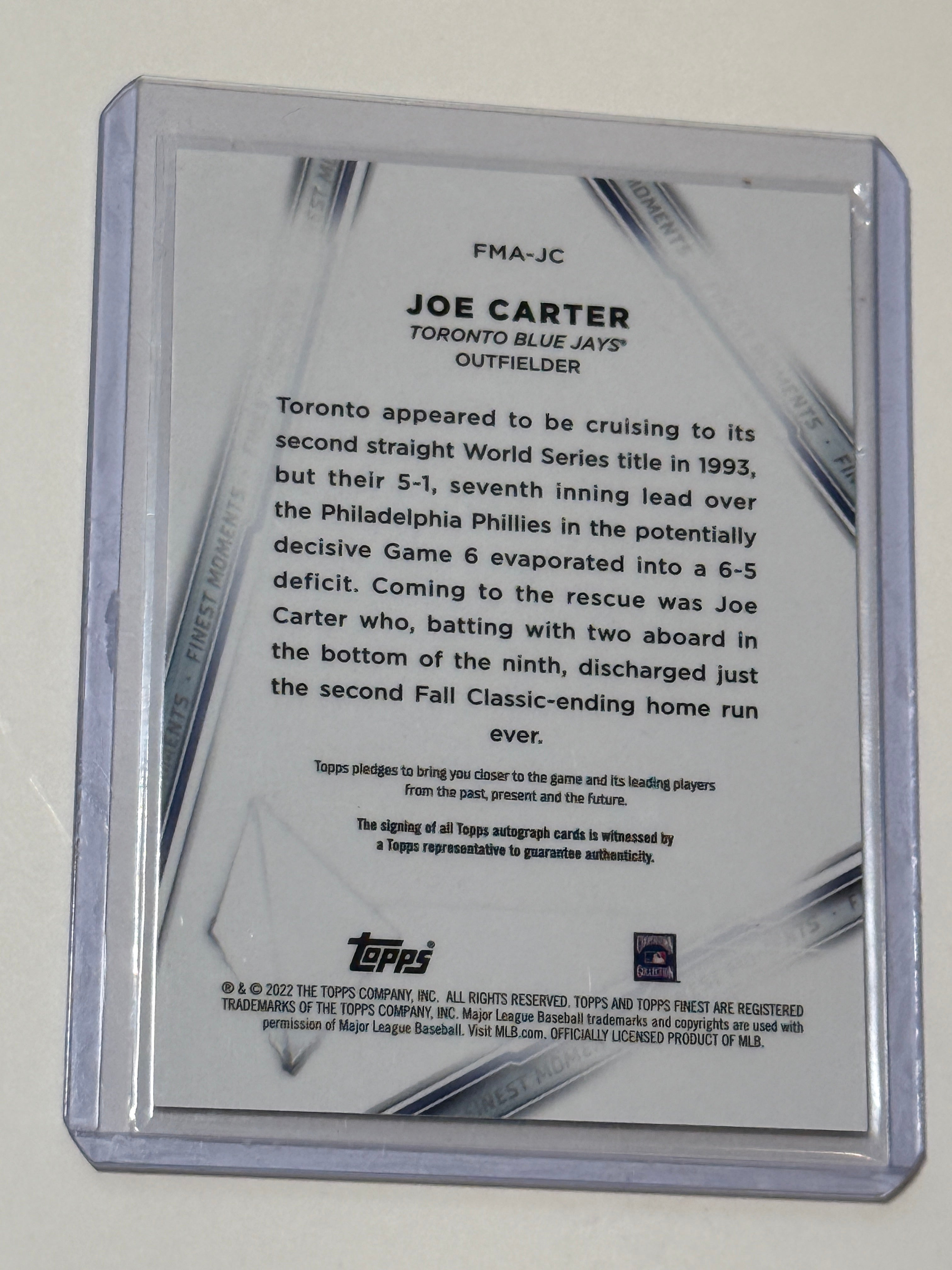Blue jays legend Joe Carter autographed baseball insert card