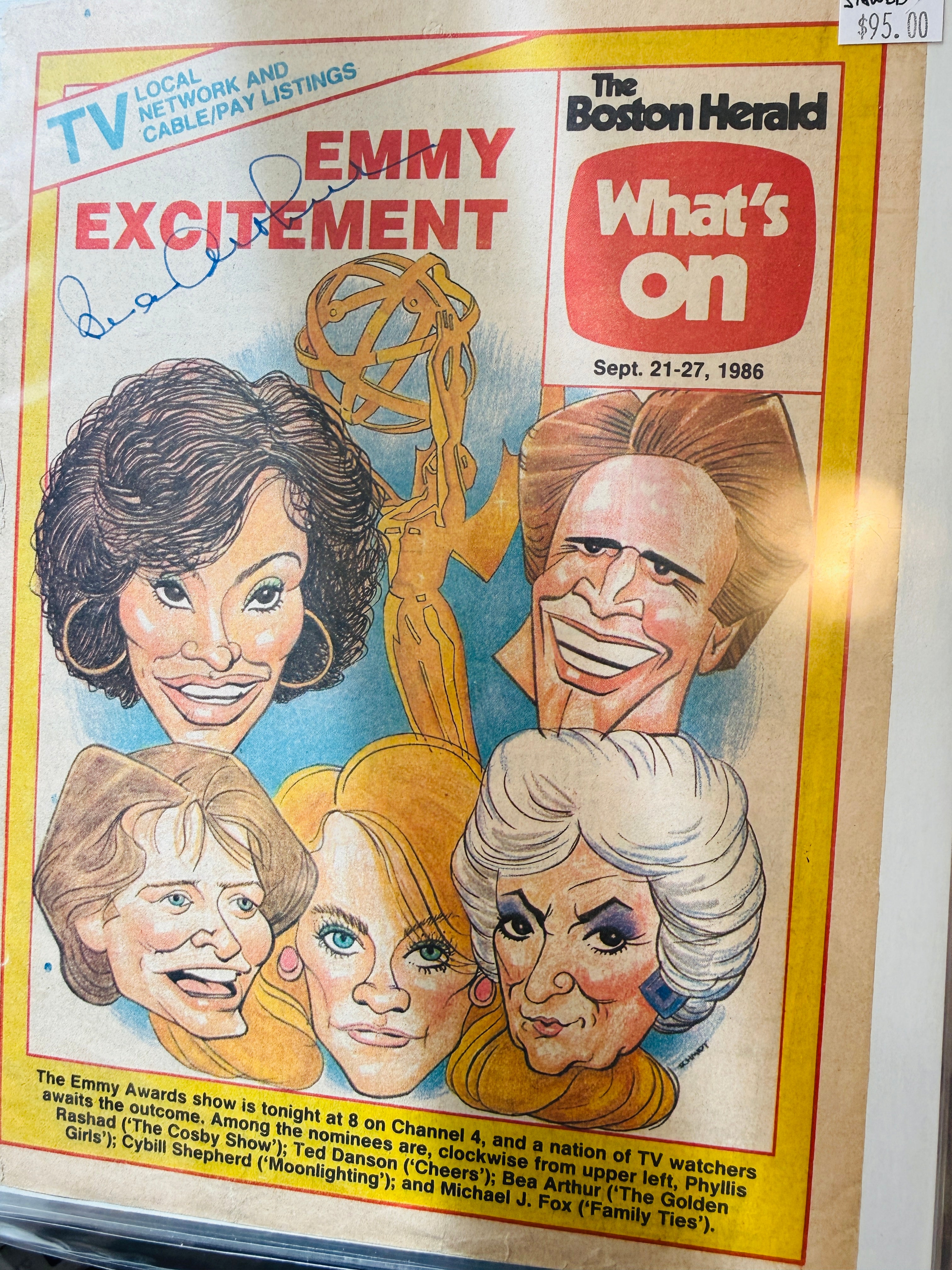 Golden Girls Bea Authur rare signed TV guide ad sold with COA