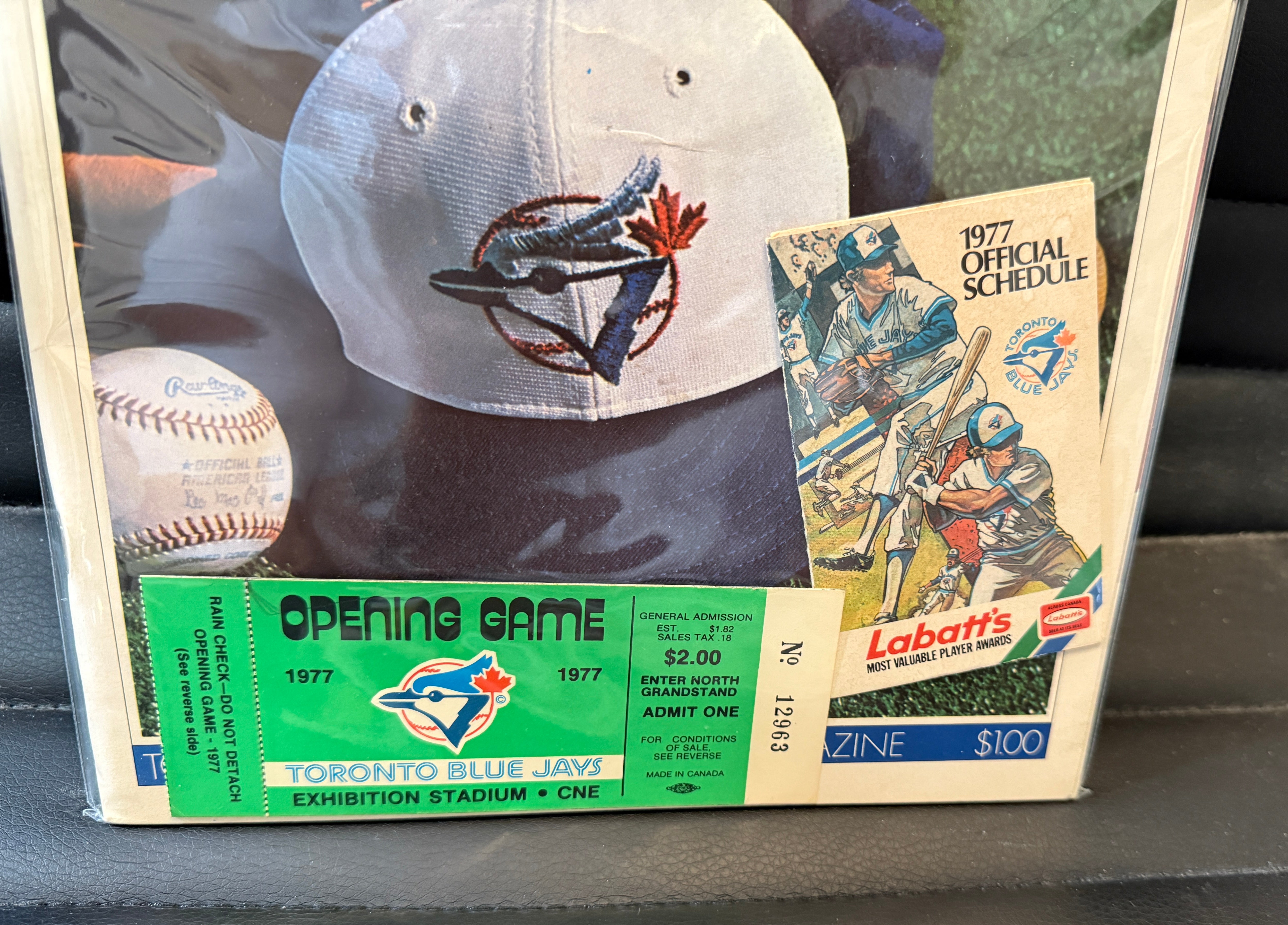 Toronto Blue Jays vintage first game program with first ticket and first year schedule 1977