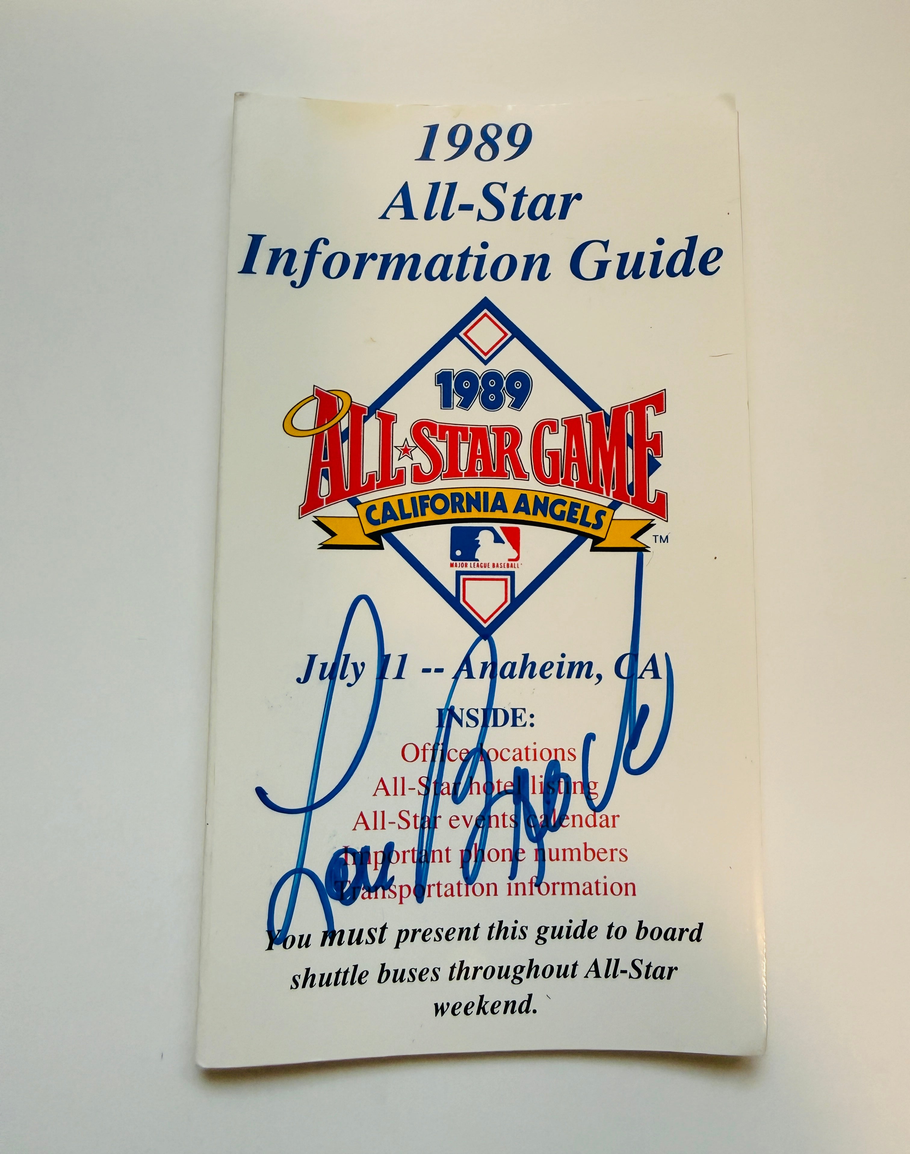 Lou Brock All-Star game signed information guide certified 1989