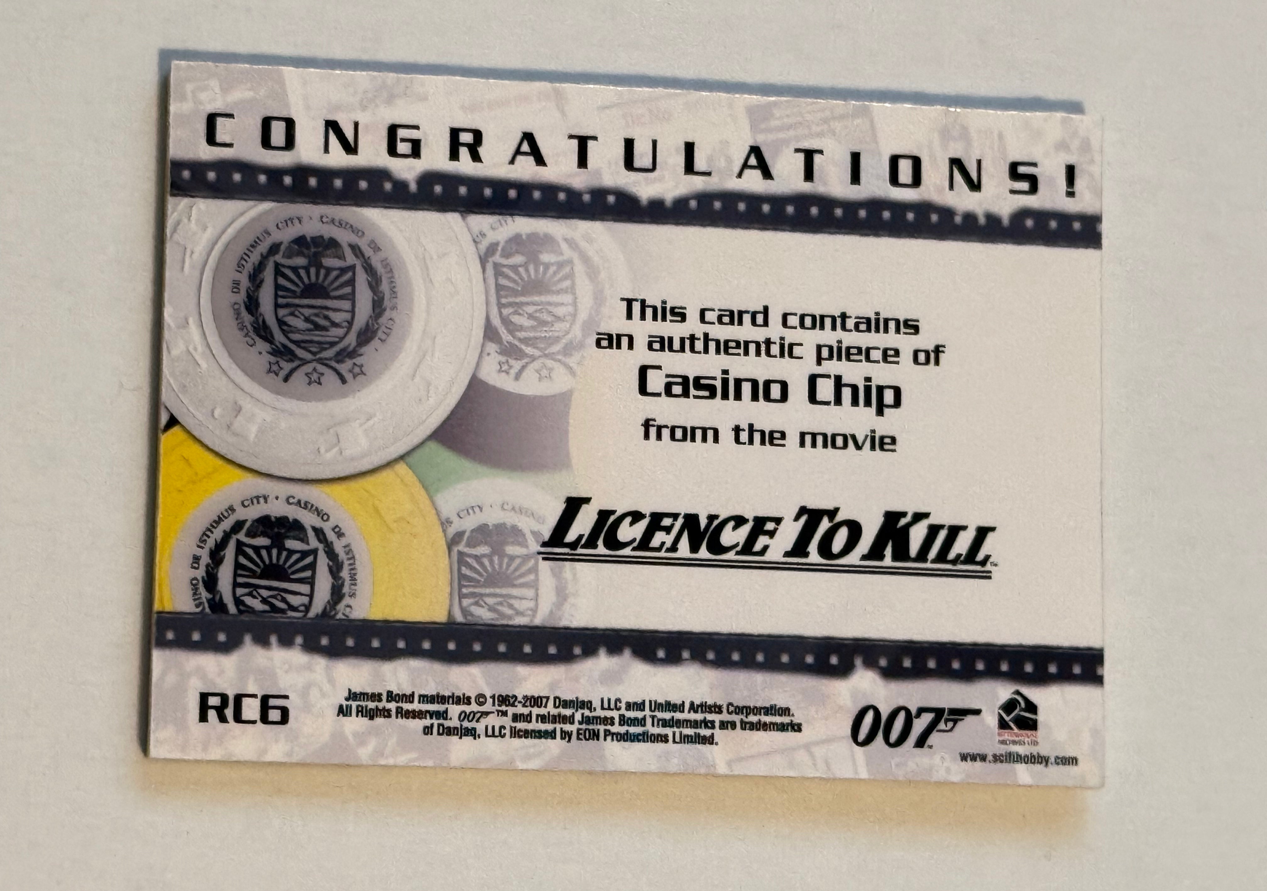James Bond movie Rare Chip Poker memorabilia Insert card!