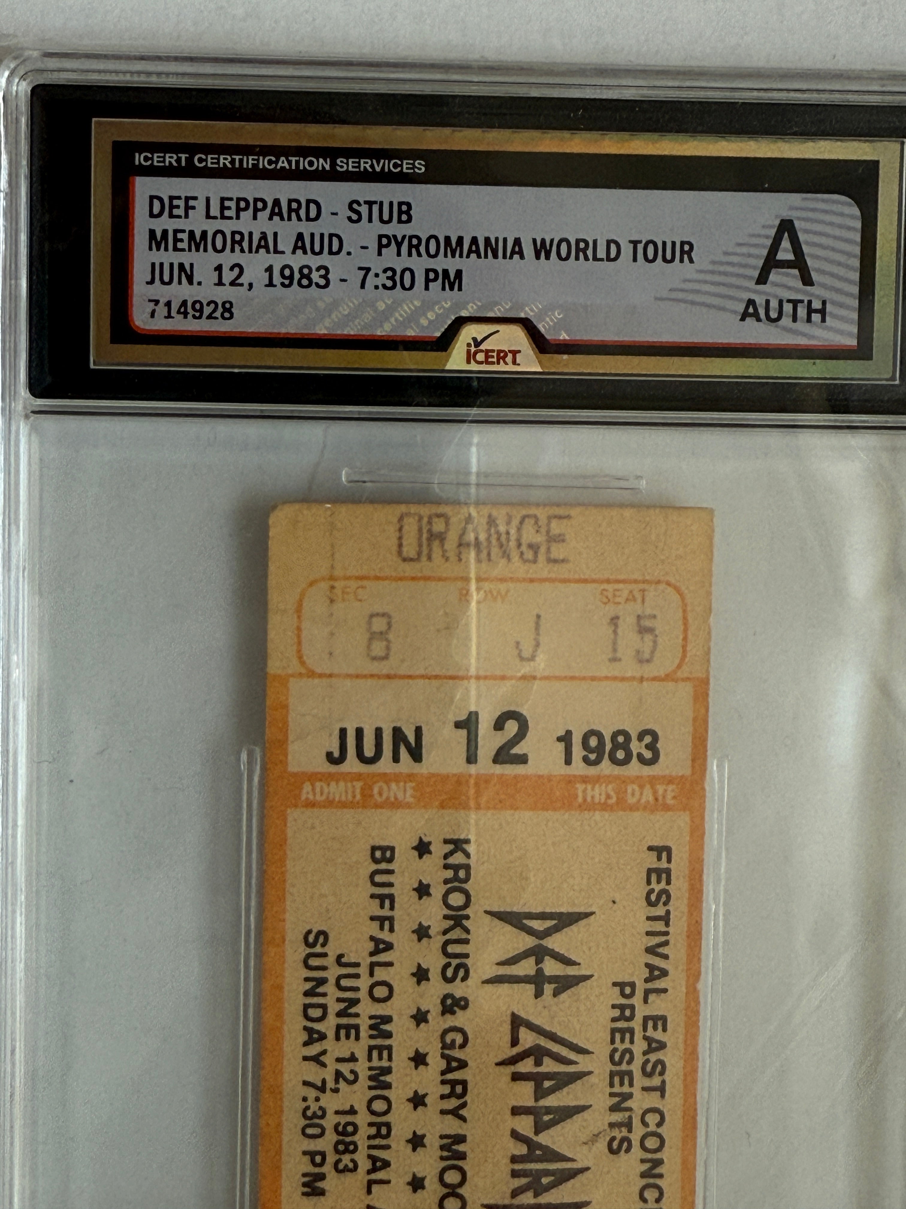 Def Leppard vintage graded concert ticket 1983