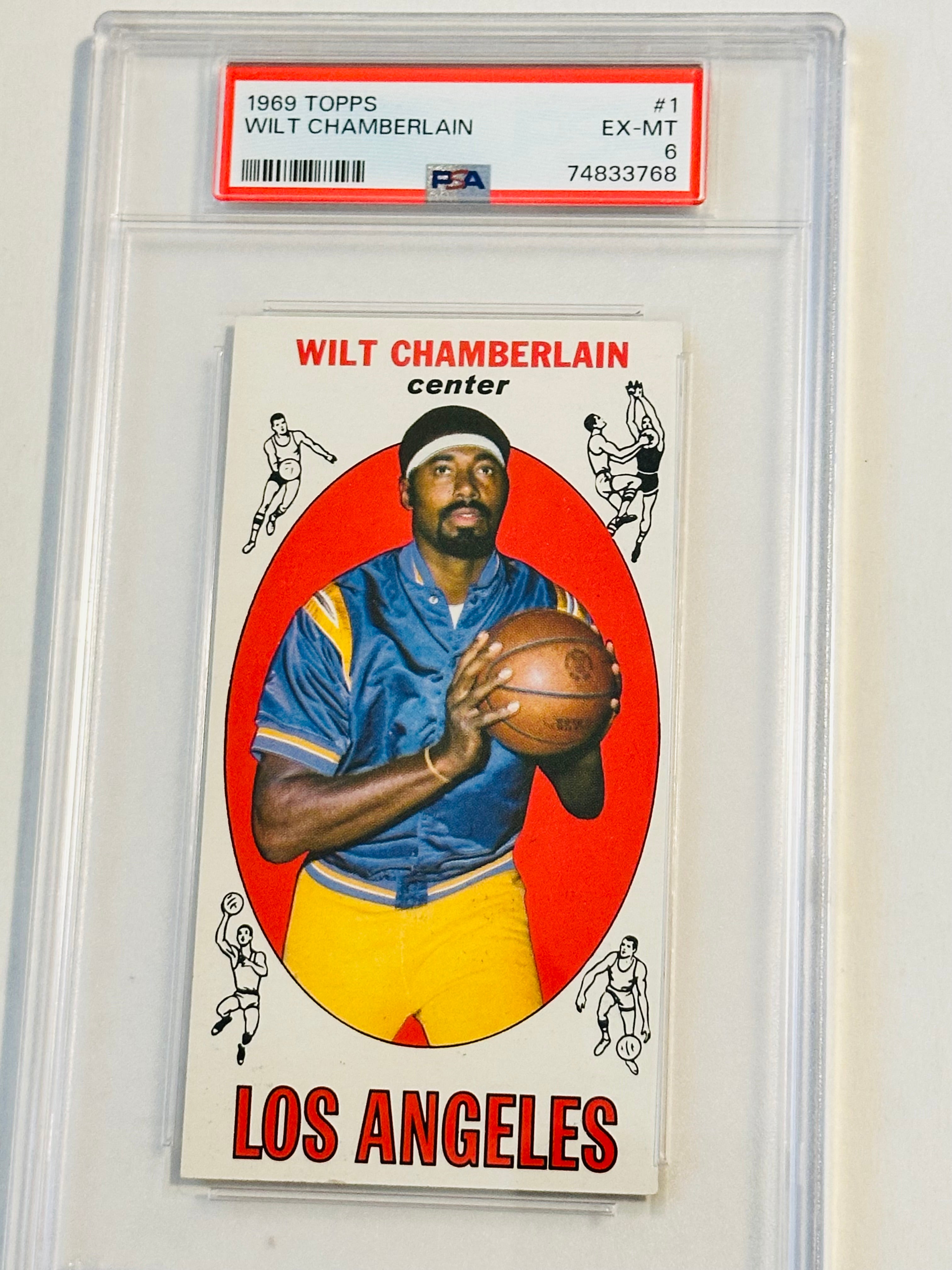 Wilt Chamberlain, NBA legend rare PSA 6 graded basketball card 1969 Wilt Chamberlain, NBA legend rare PSA 6 graded basketball card 1969