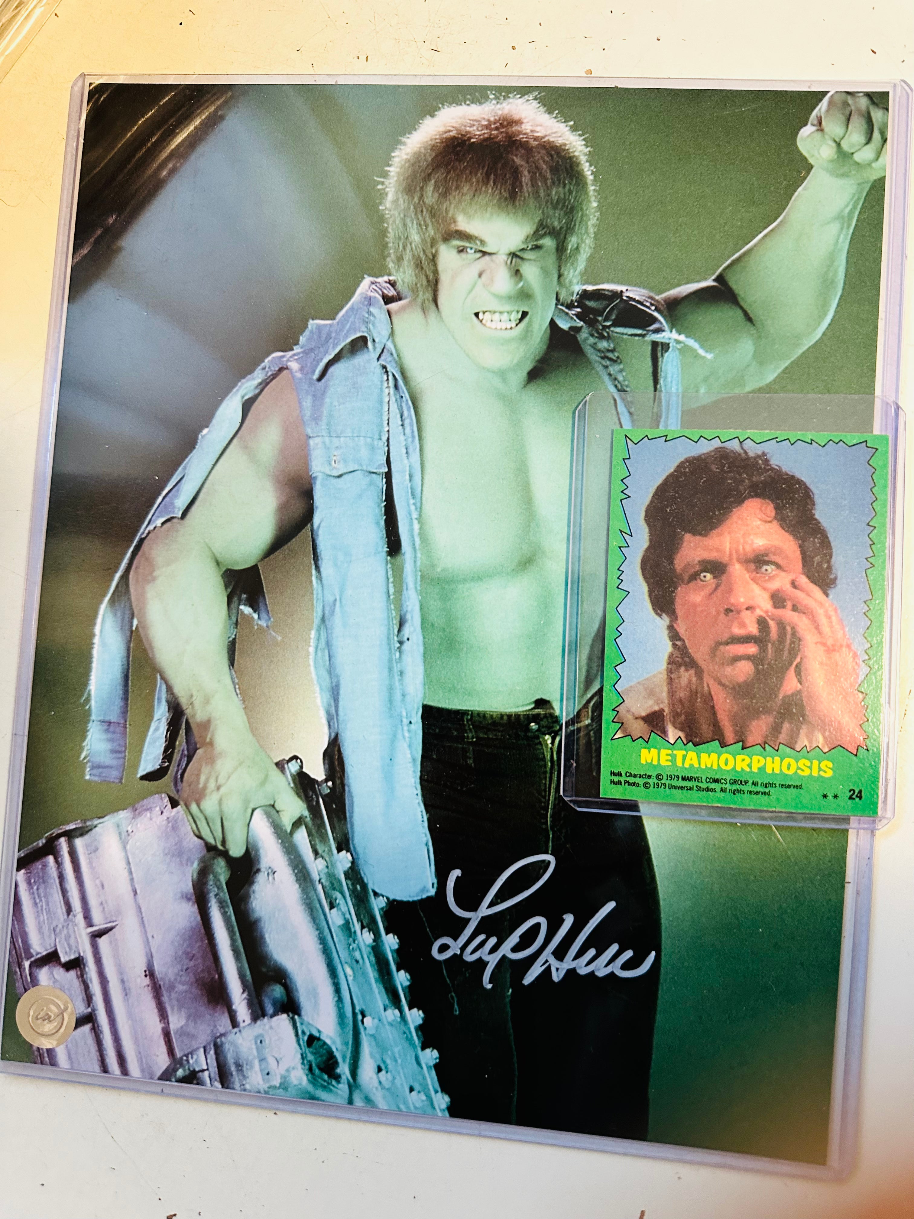 The Incredible Hulk Lou Ferrigno Autographed 8x10 photo with card certified by Icon