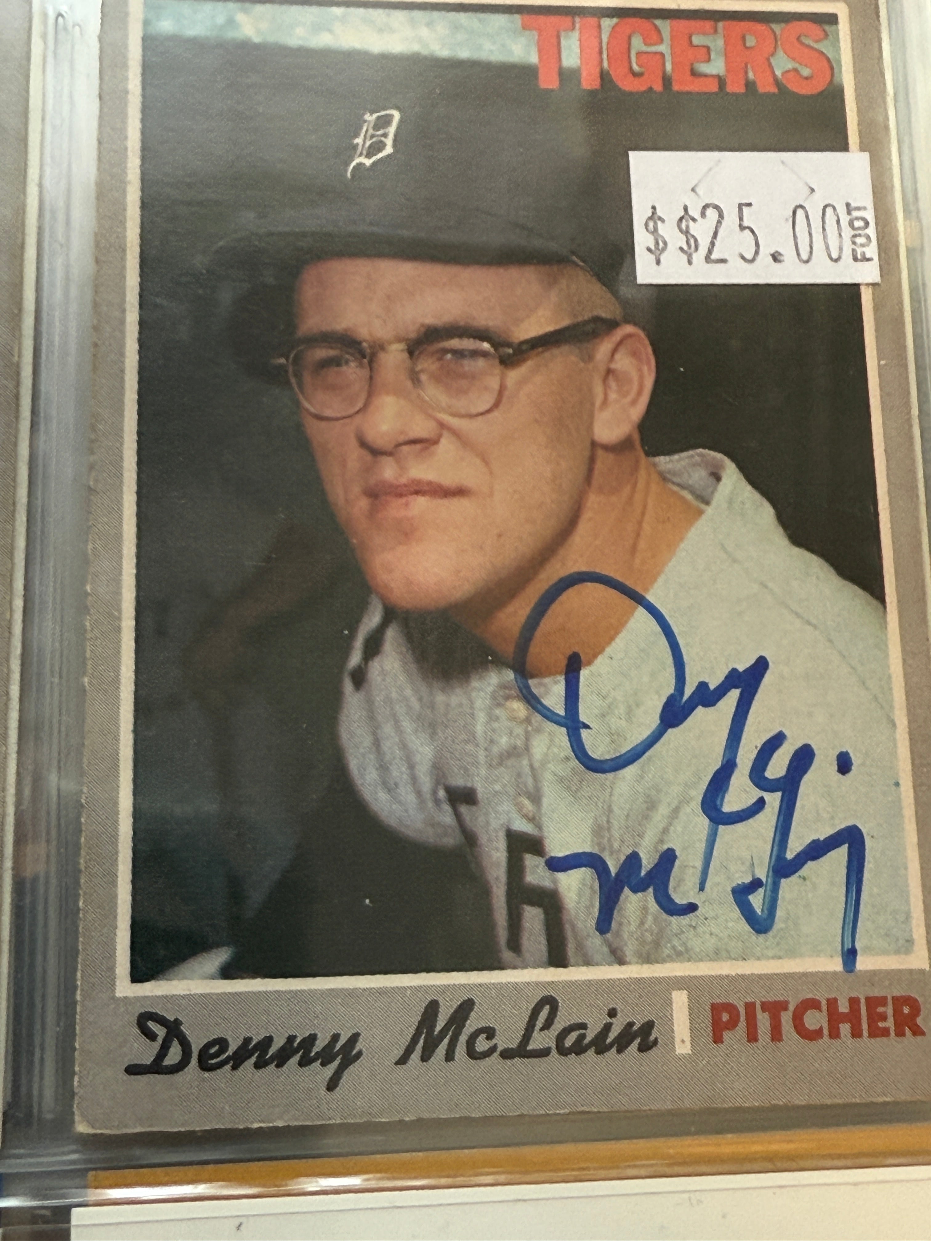 Denny McClain signed baseball card with COA