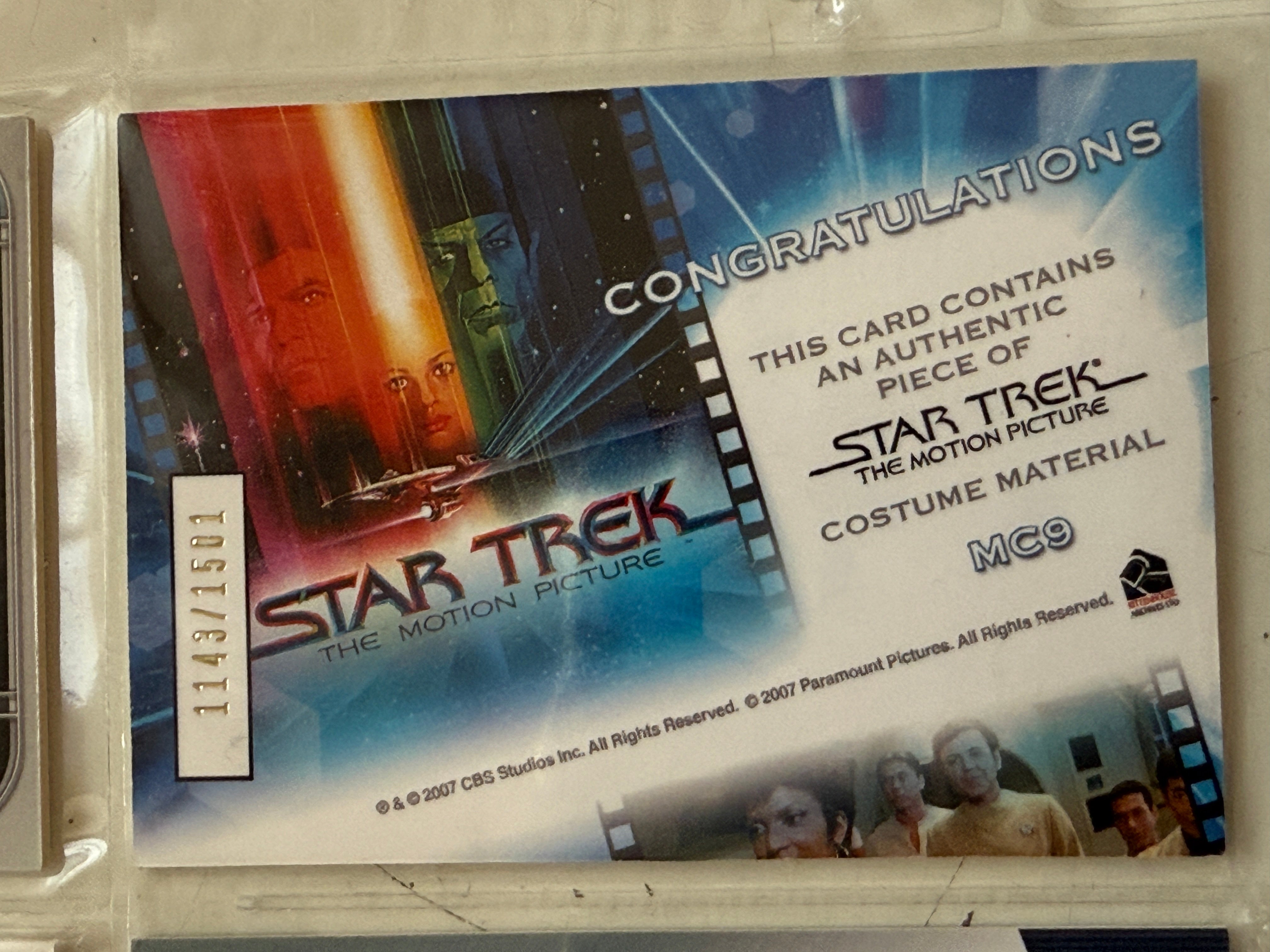 Star Trek memorabilia Insert card autographed by Nichelle Nichols ( Uhura numbered