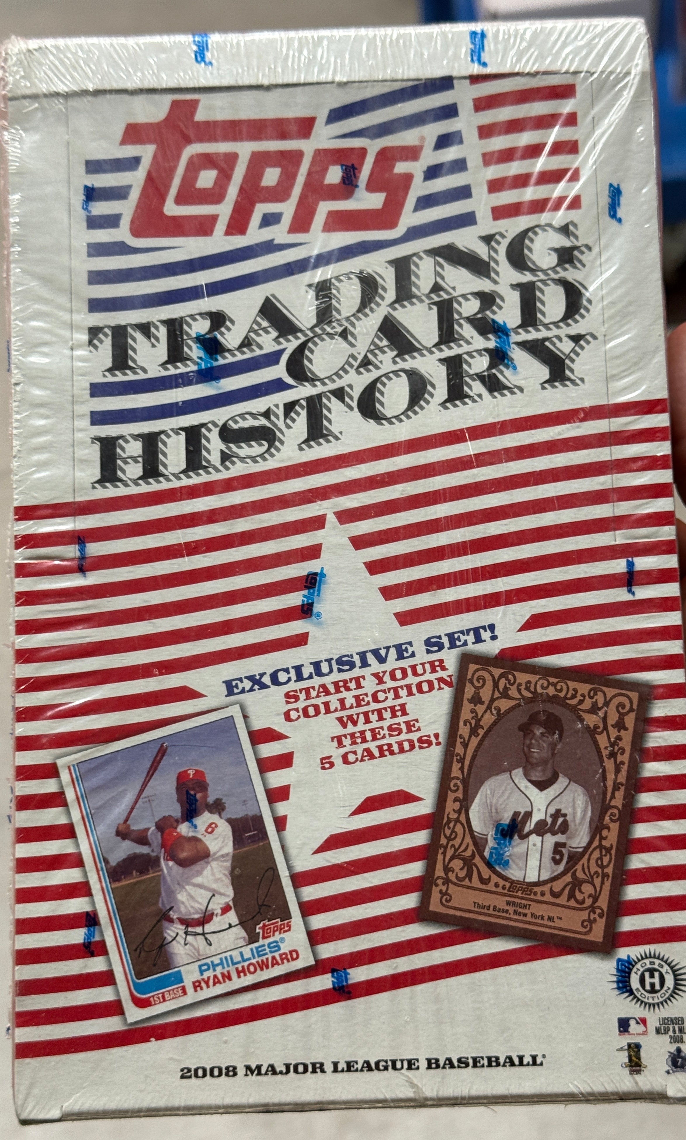 Topps trading card history, baseball photo cards factory sealed Box 2008