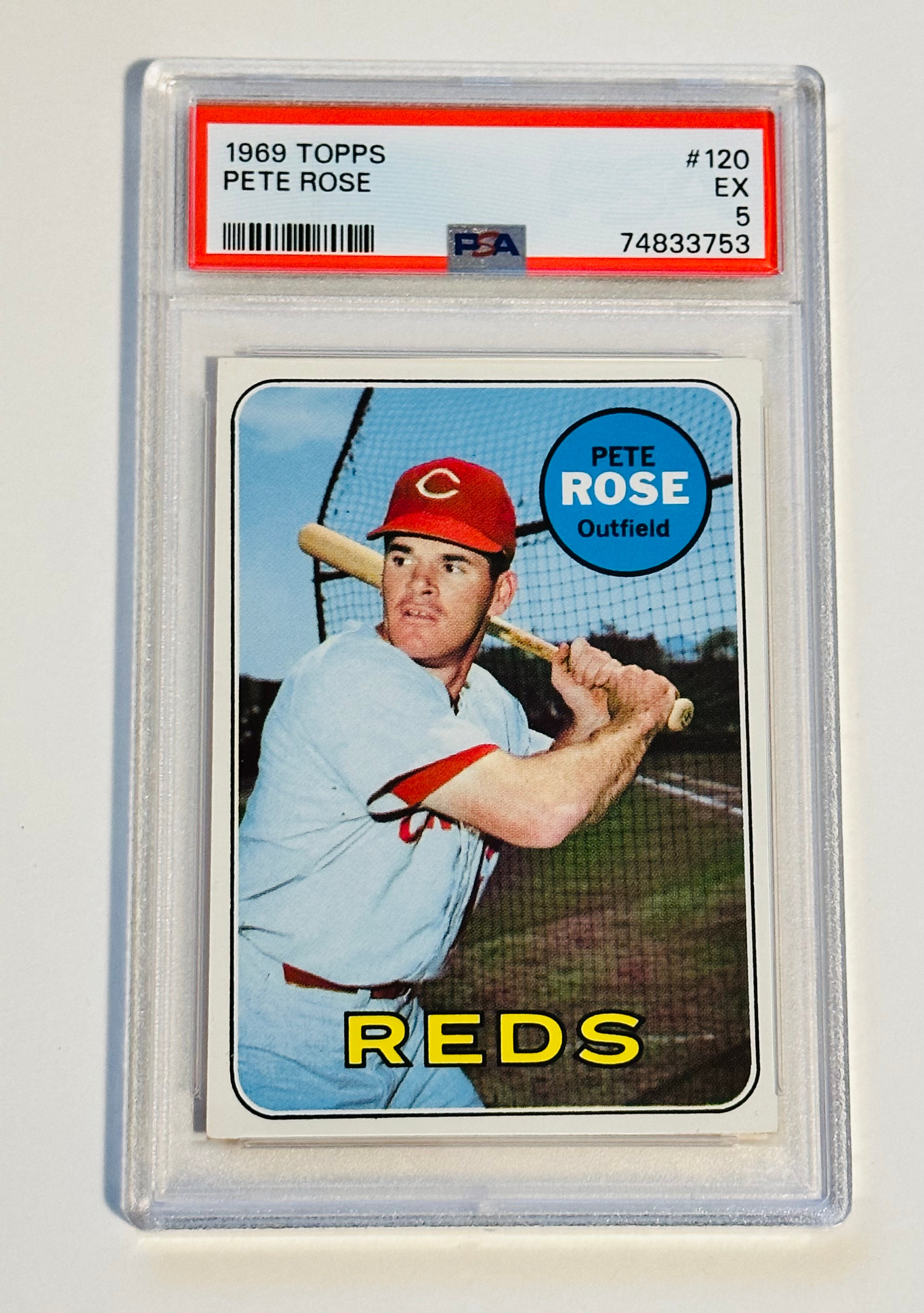 1969 Topps Pete Rose PSA 5 graded baseball card