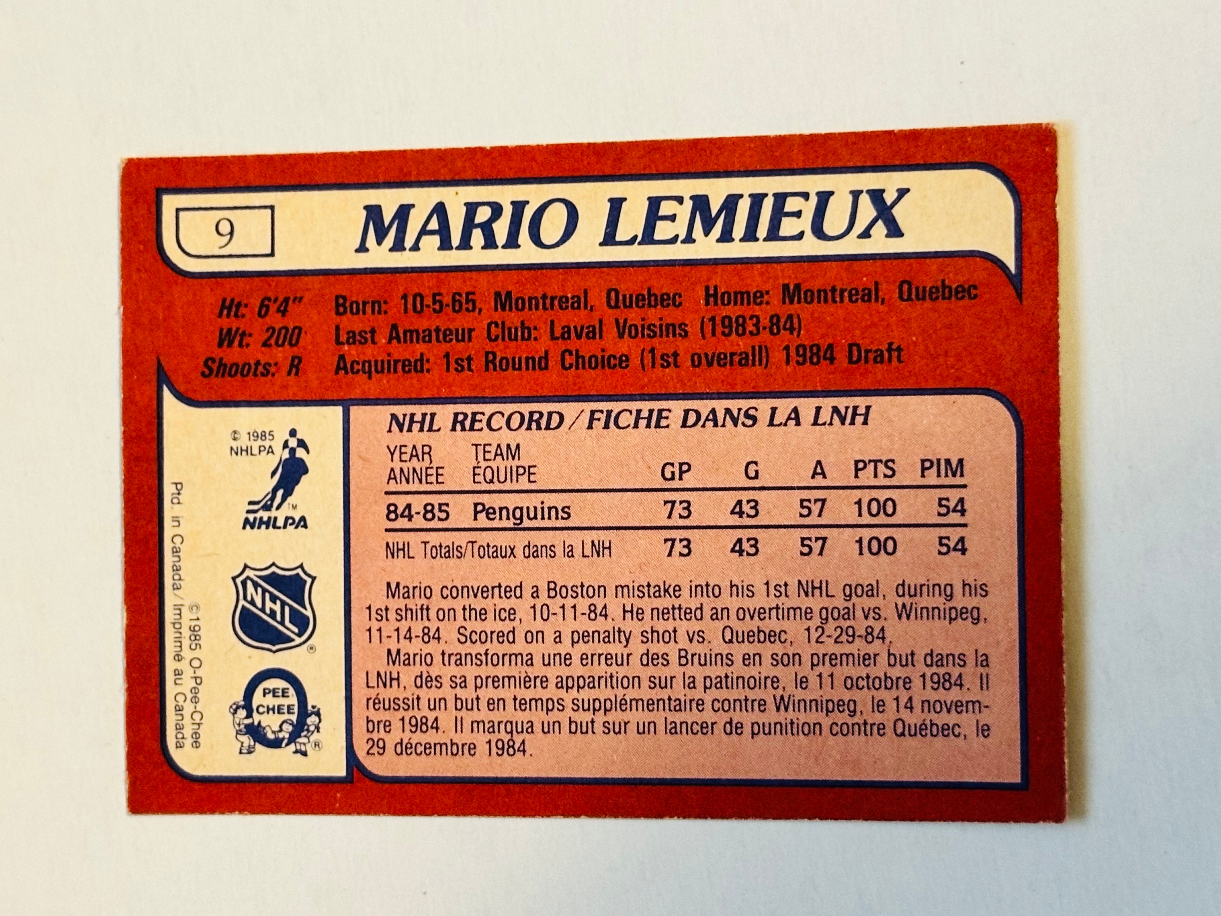 1985-86 Opc hockey cards high grade condition cards set with Mario Lemieux rookie