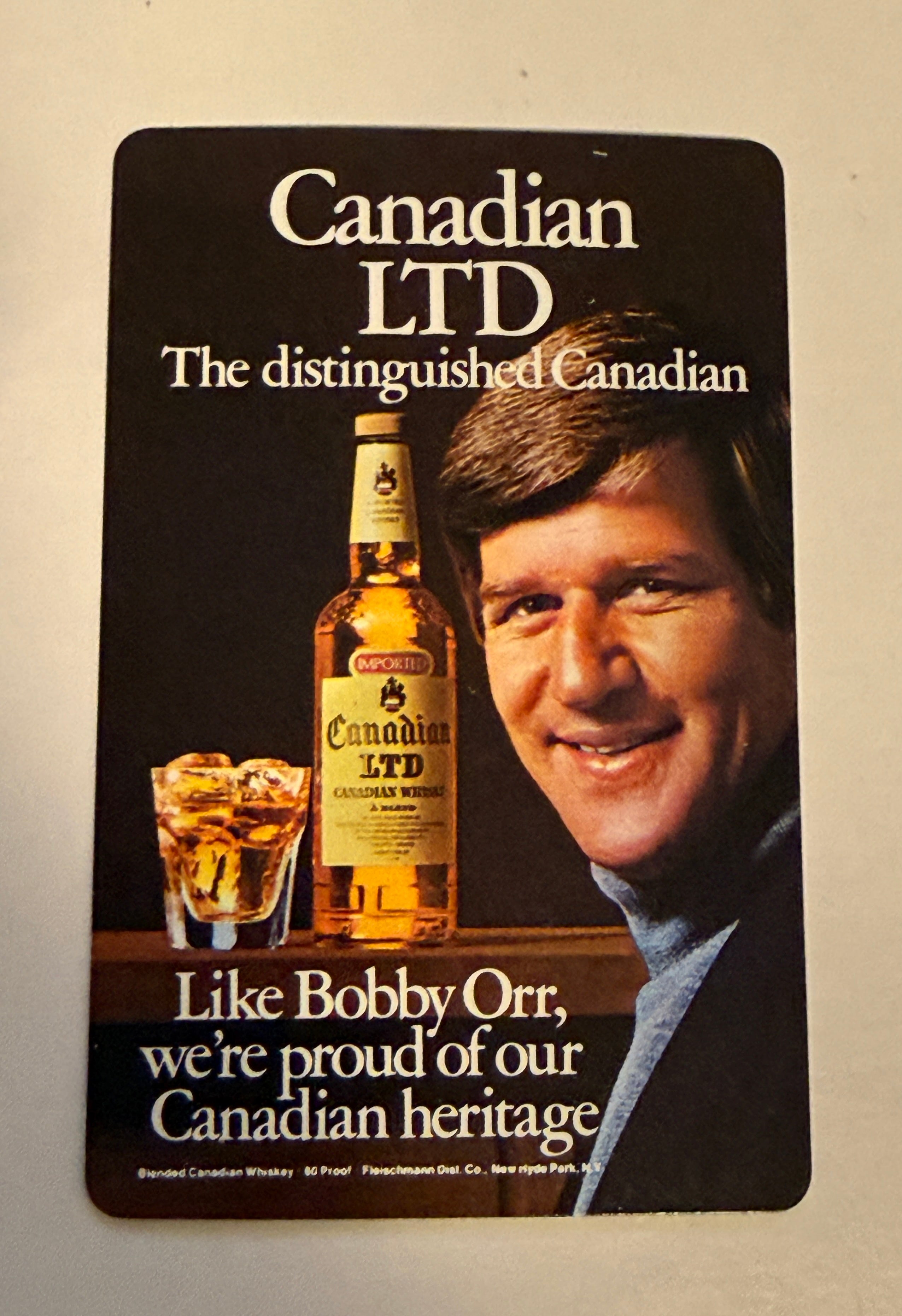 Bobby Orr NHL hockey legend rare whiskey playing card 1971