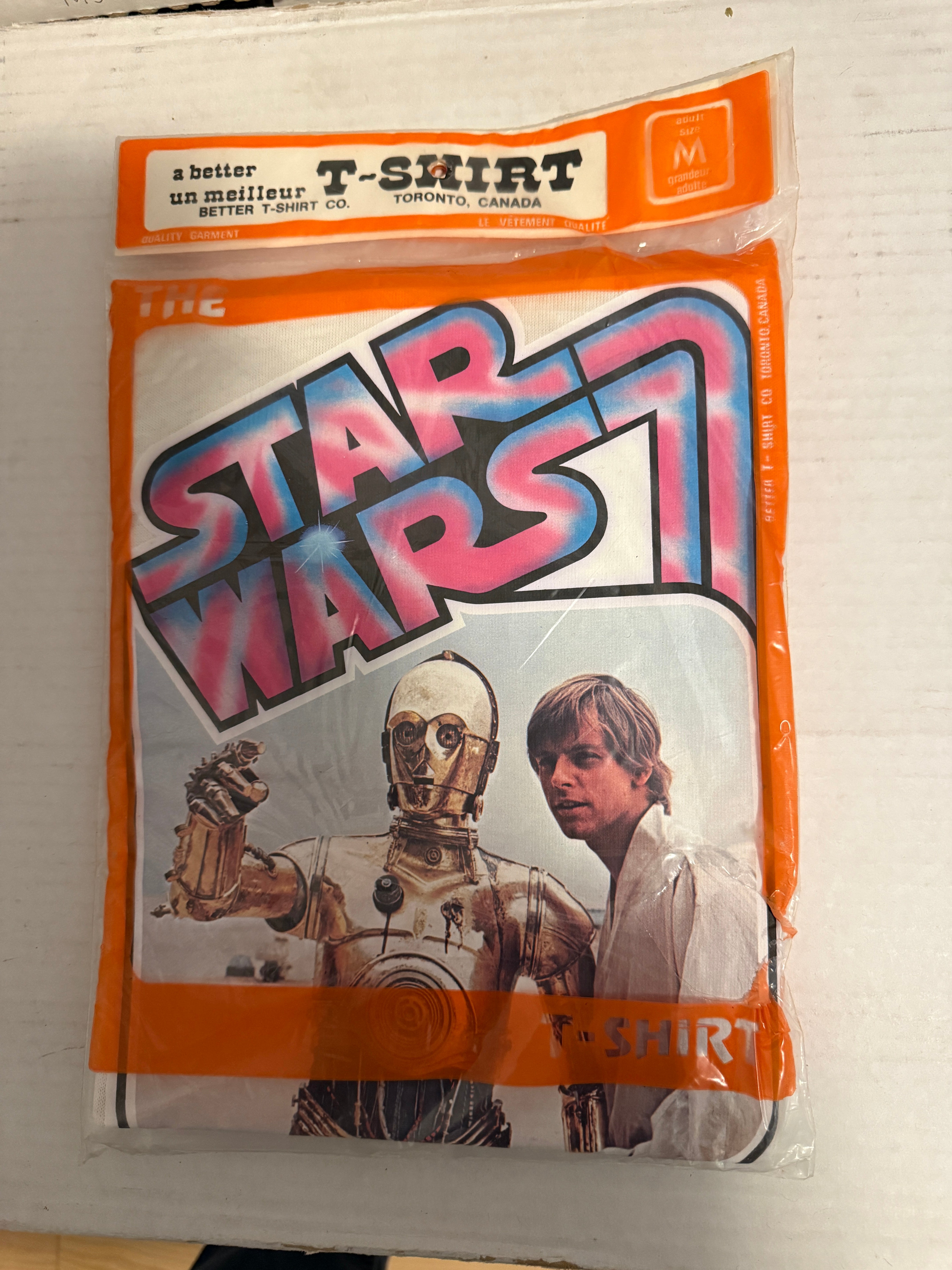 Star Wars Iron-On vintage adult medium original T-shirt in bag 1977