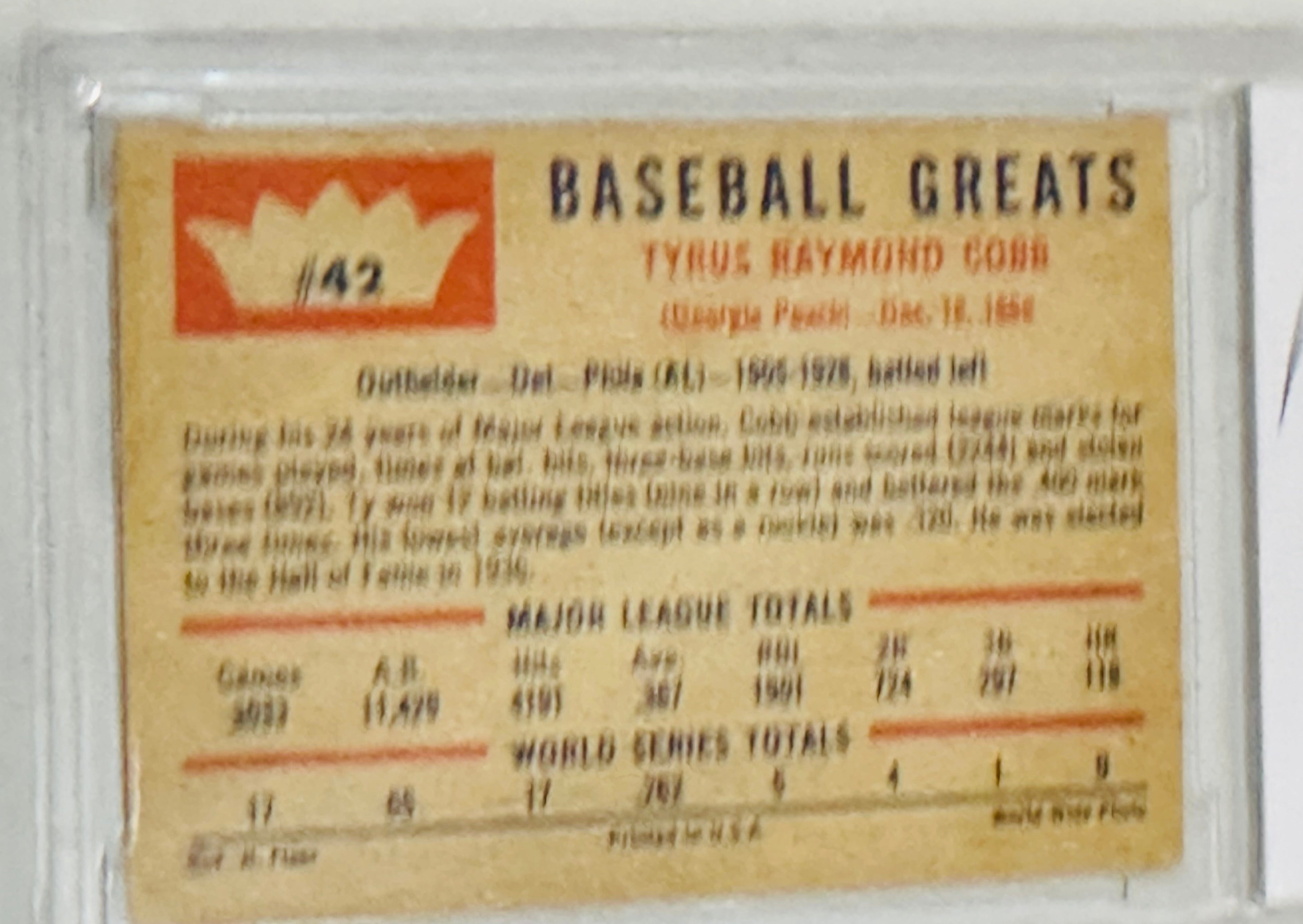 Ty Cobb baseball legend rare Fleer high grade baseball card 1960