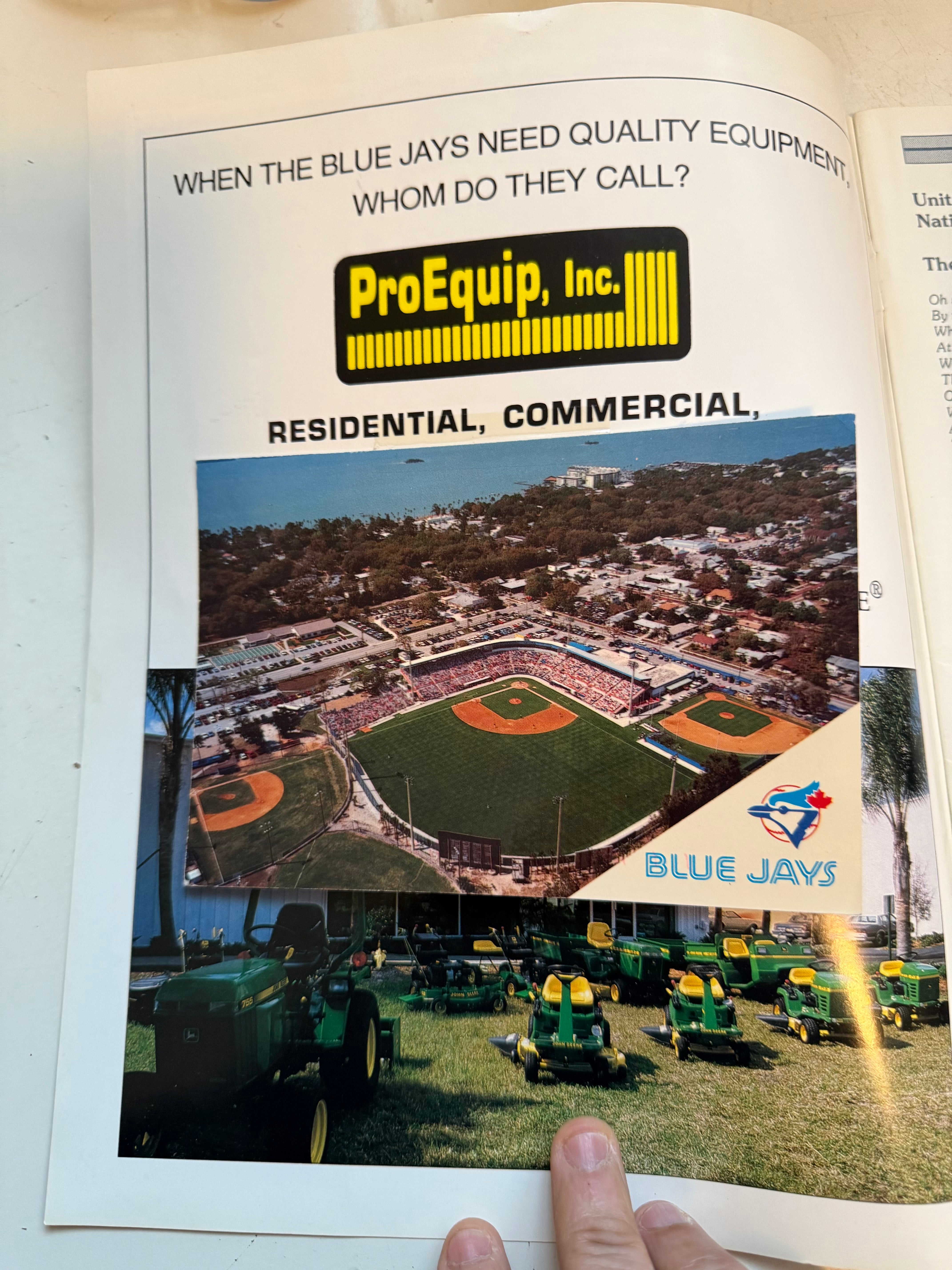 Toronto Blue Jays baseball program with vintage postcard 1992