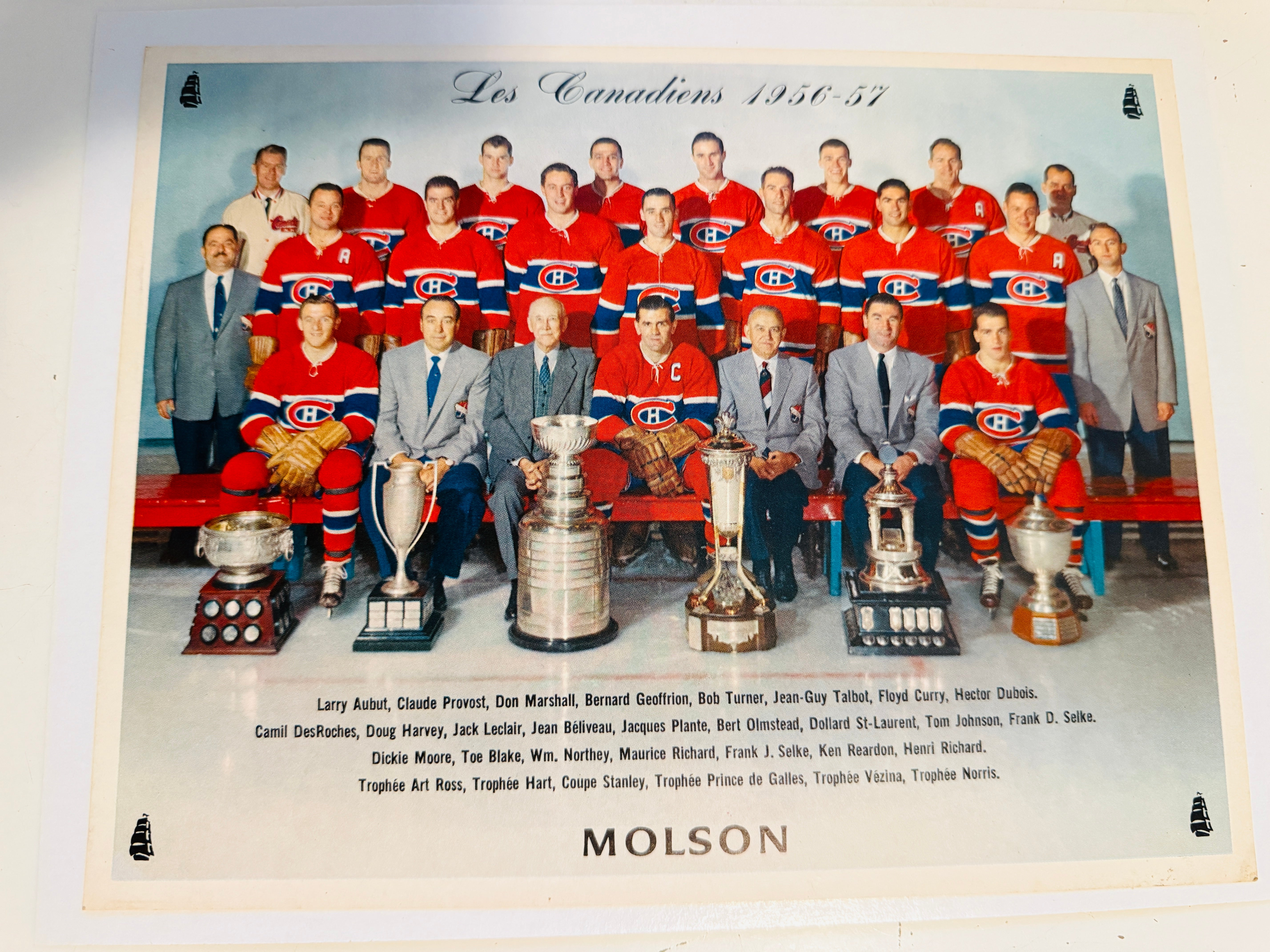Montréal Canadiens hockey original vintage Molsons 8x10 team photo 1956/57