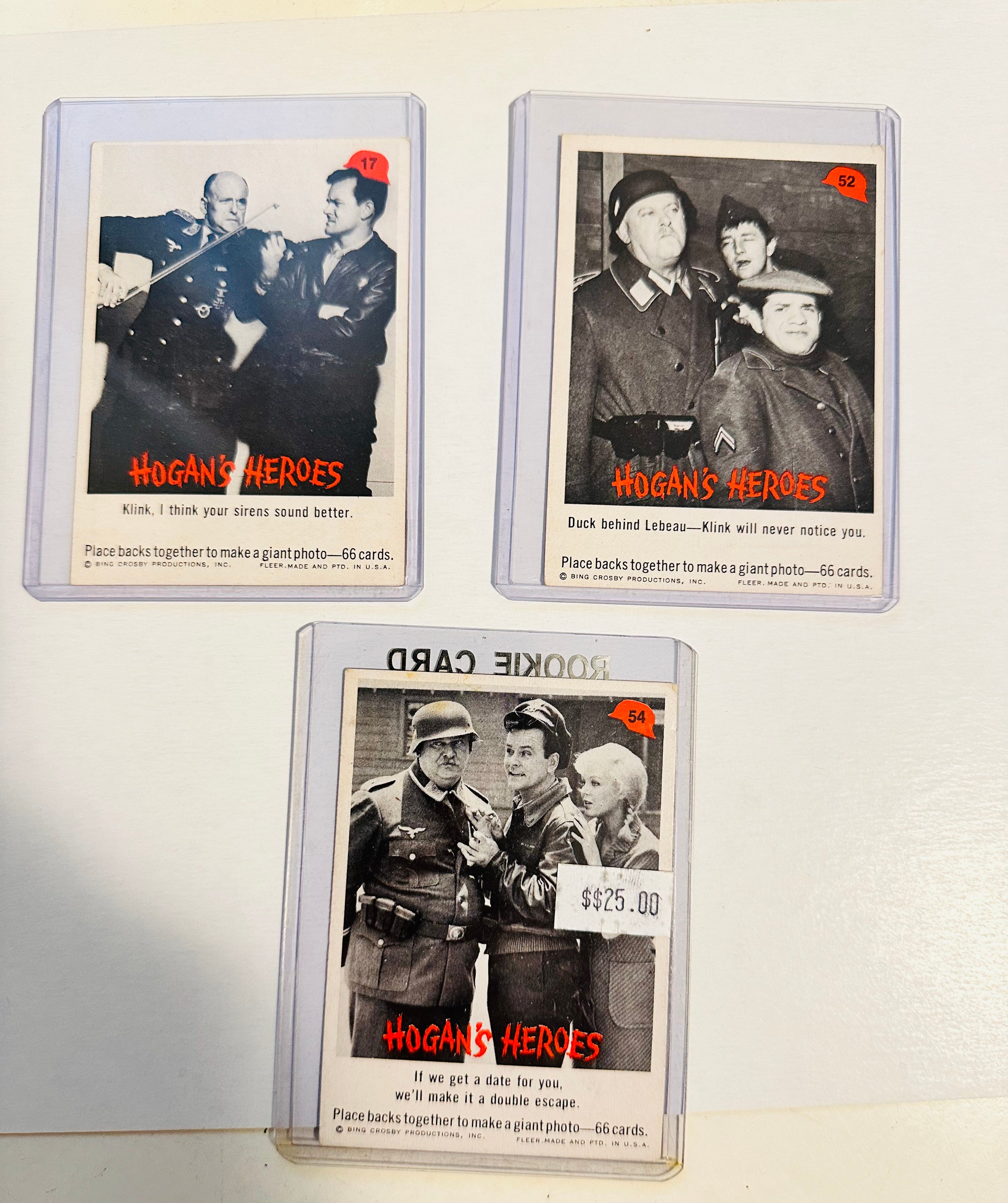 Hogan’s Heroes rare 3 cards lot deal 1965