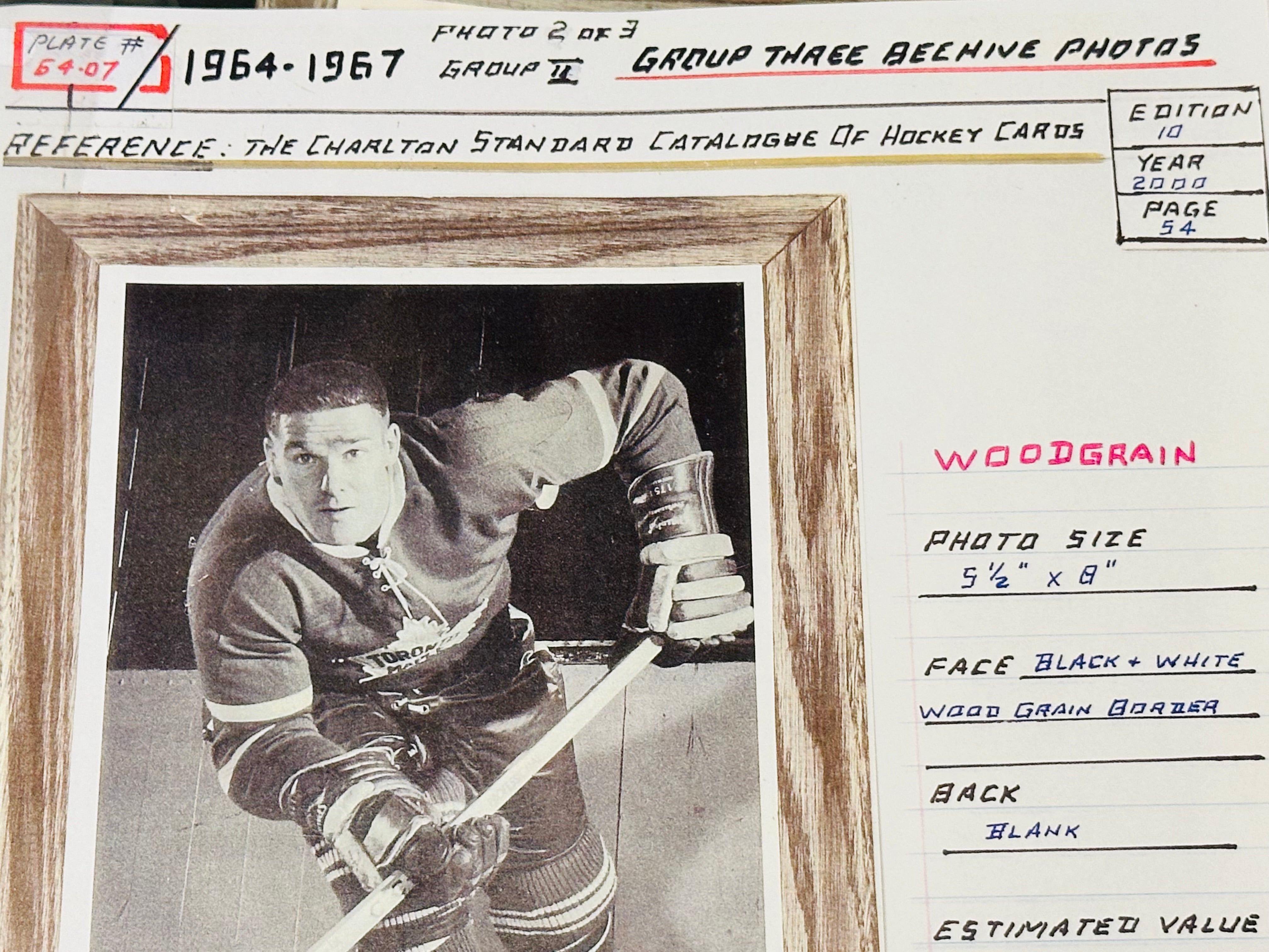 Tim Horton beehive photo great condition group 3 from 1964-67