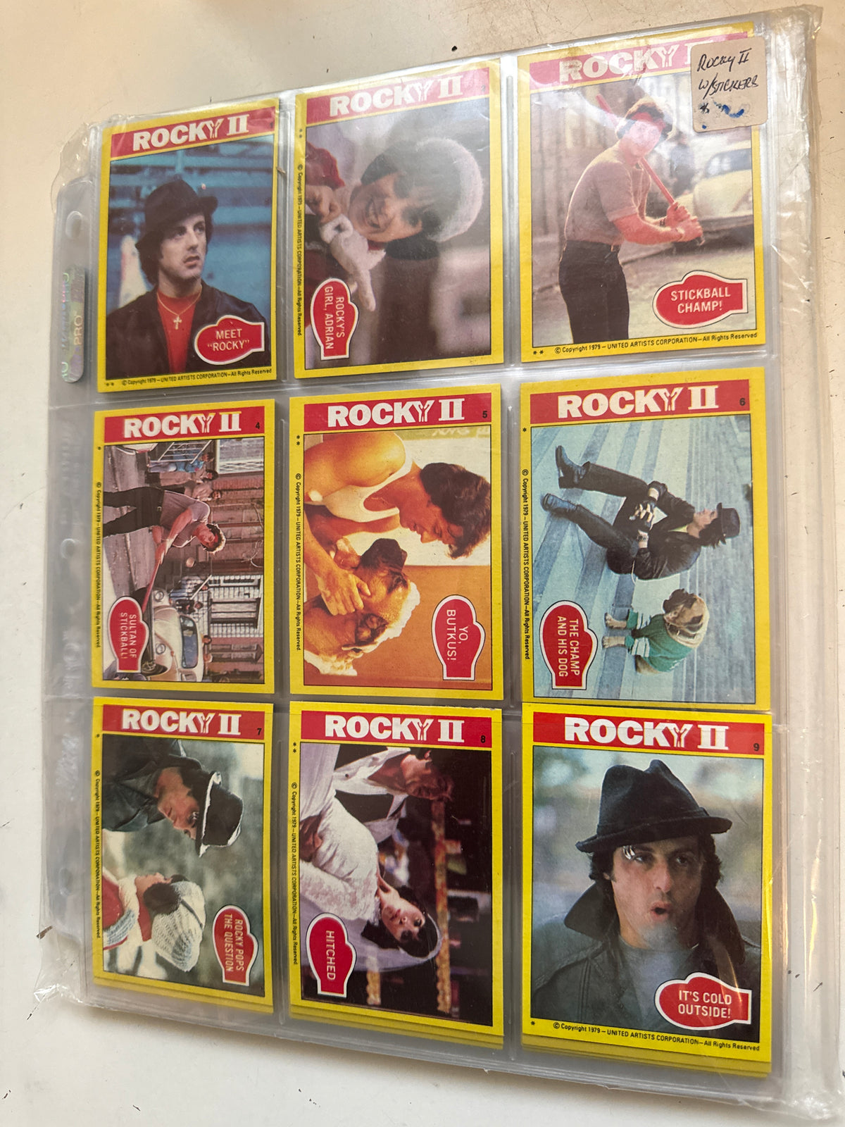Rocky 2 movie cards vintage cards and stickers set in pages 1979