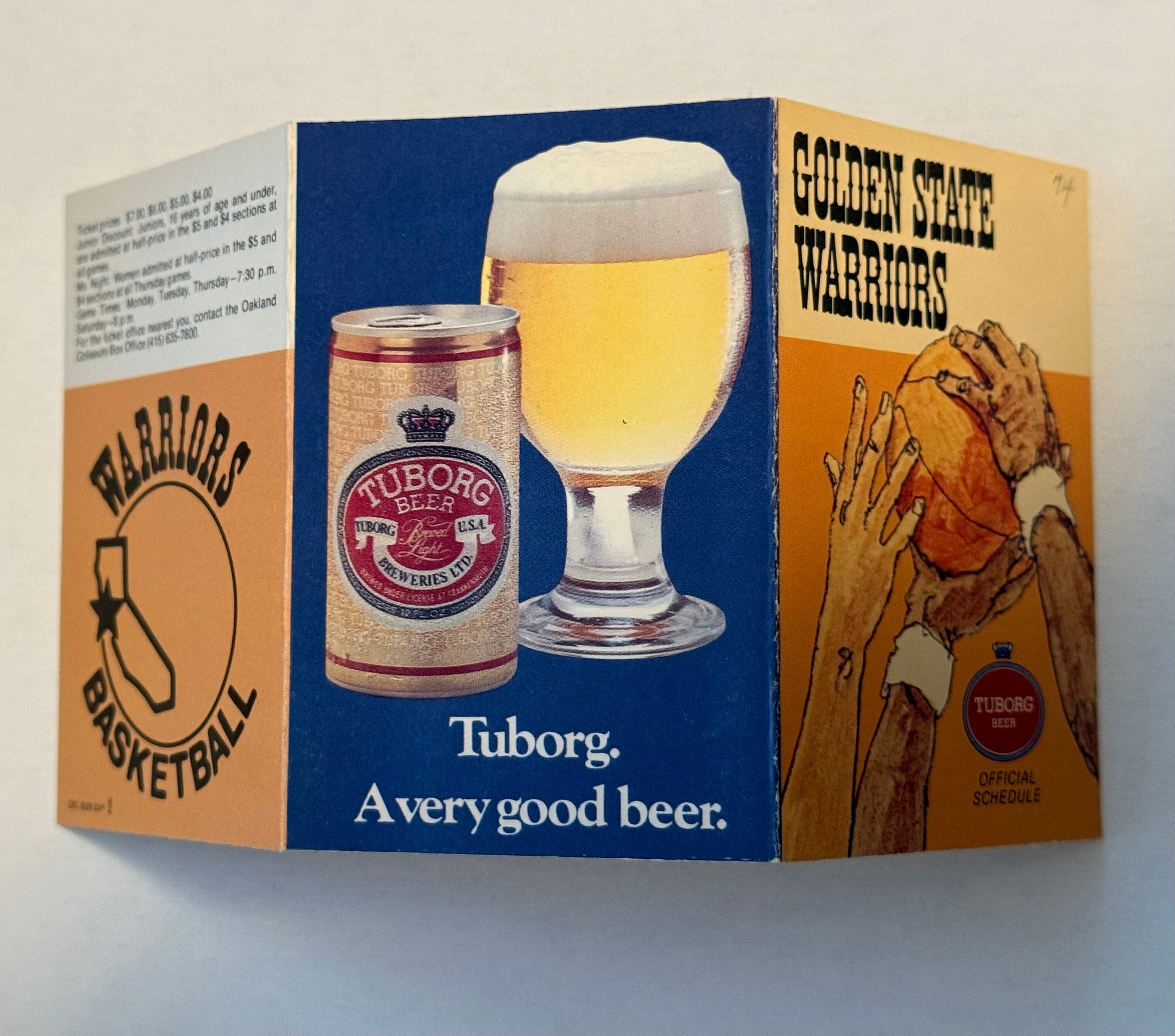 Golden State Warriors basketball pocket schedule 1974