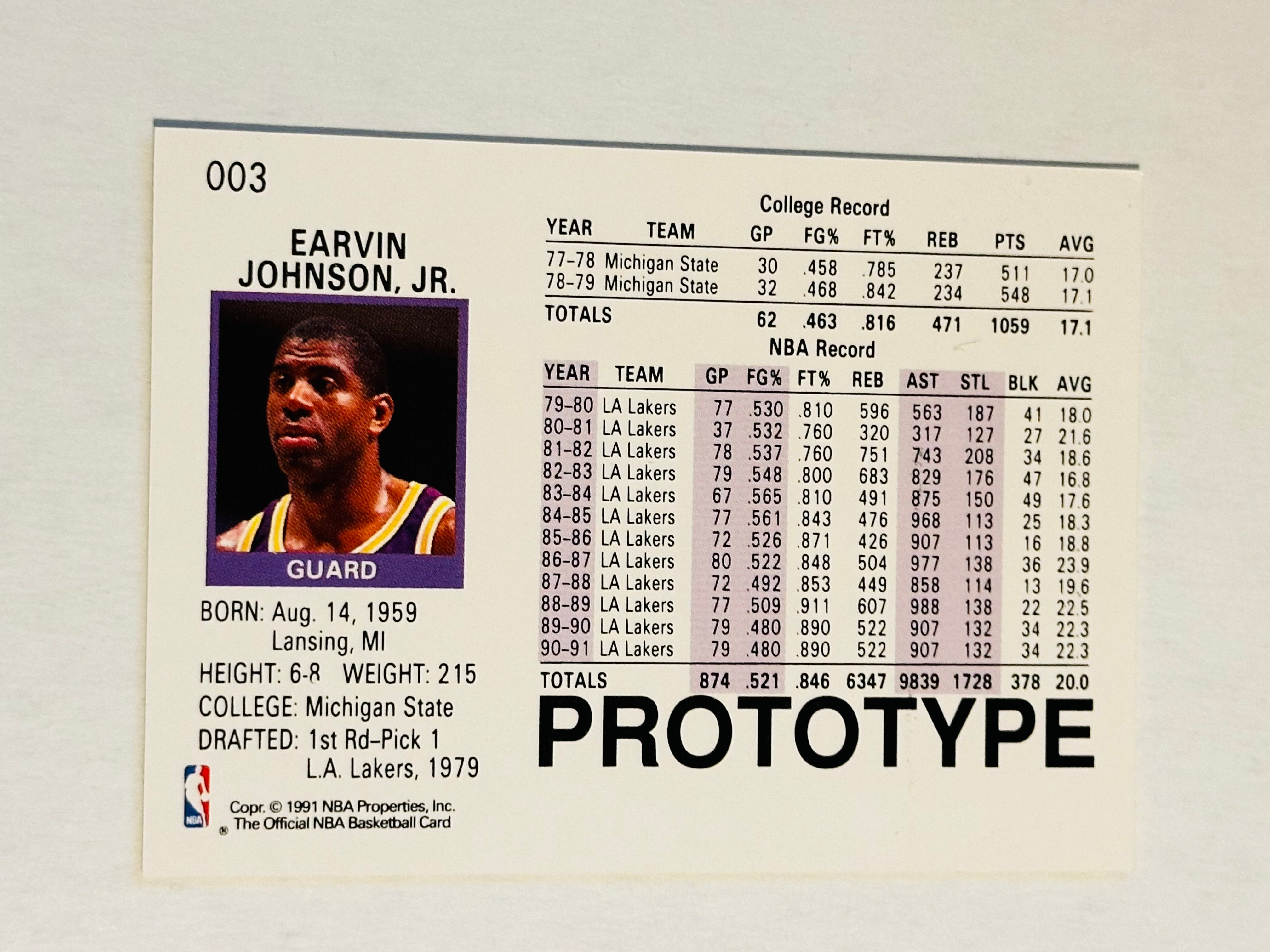 rare magic johnson cards Magic Johnson Lakers Hoops rare Prototype basketball card 1991