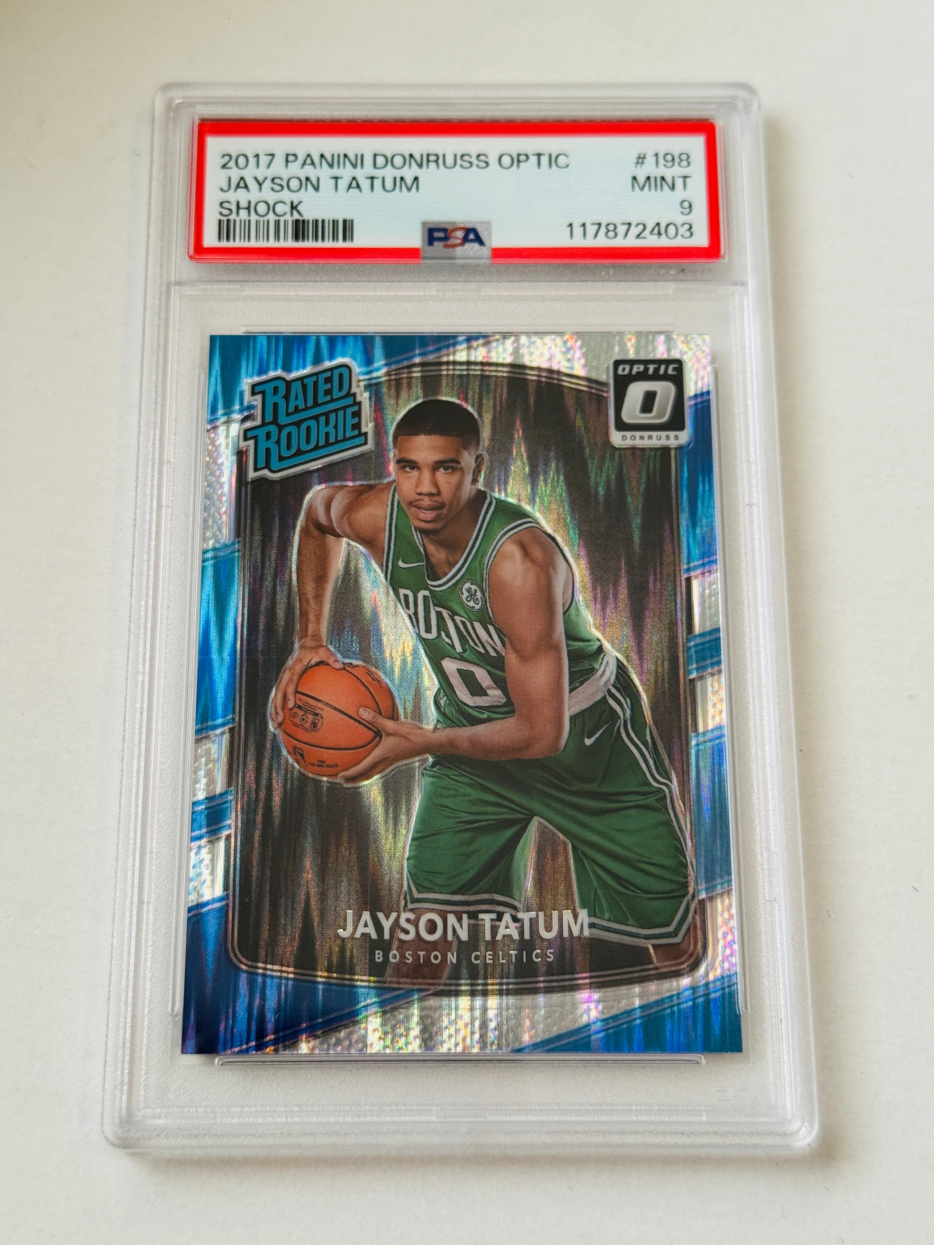 Jayson Tatum, PSA nine rare optics graded basketball rookie card 2017