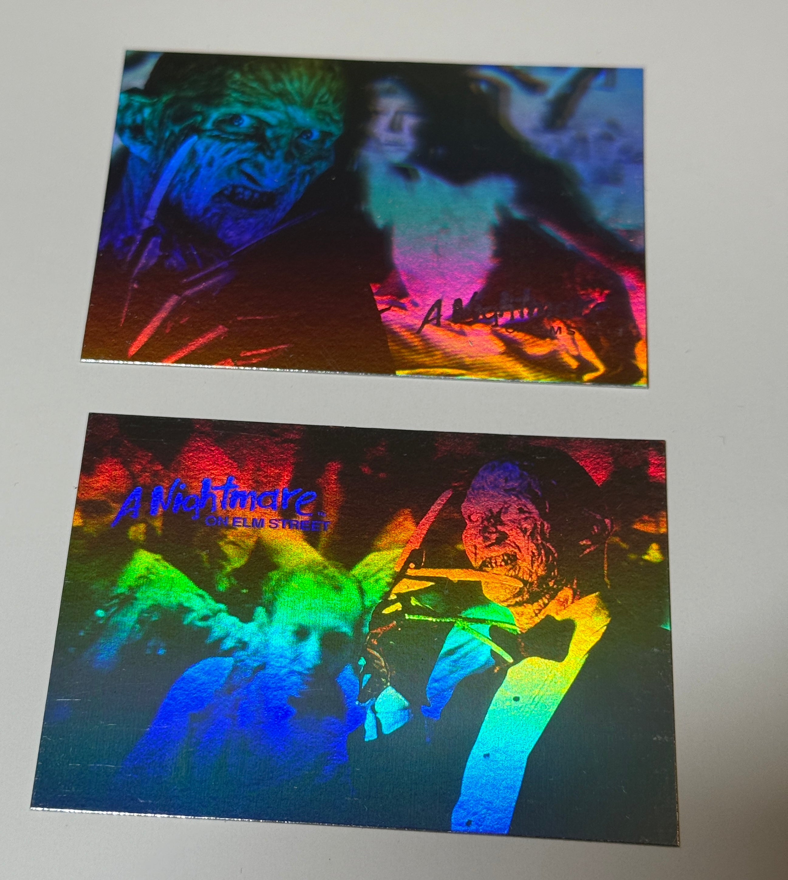 A Nightmare on Elm Street movie two Hologram insert cards set