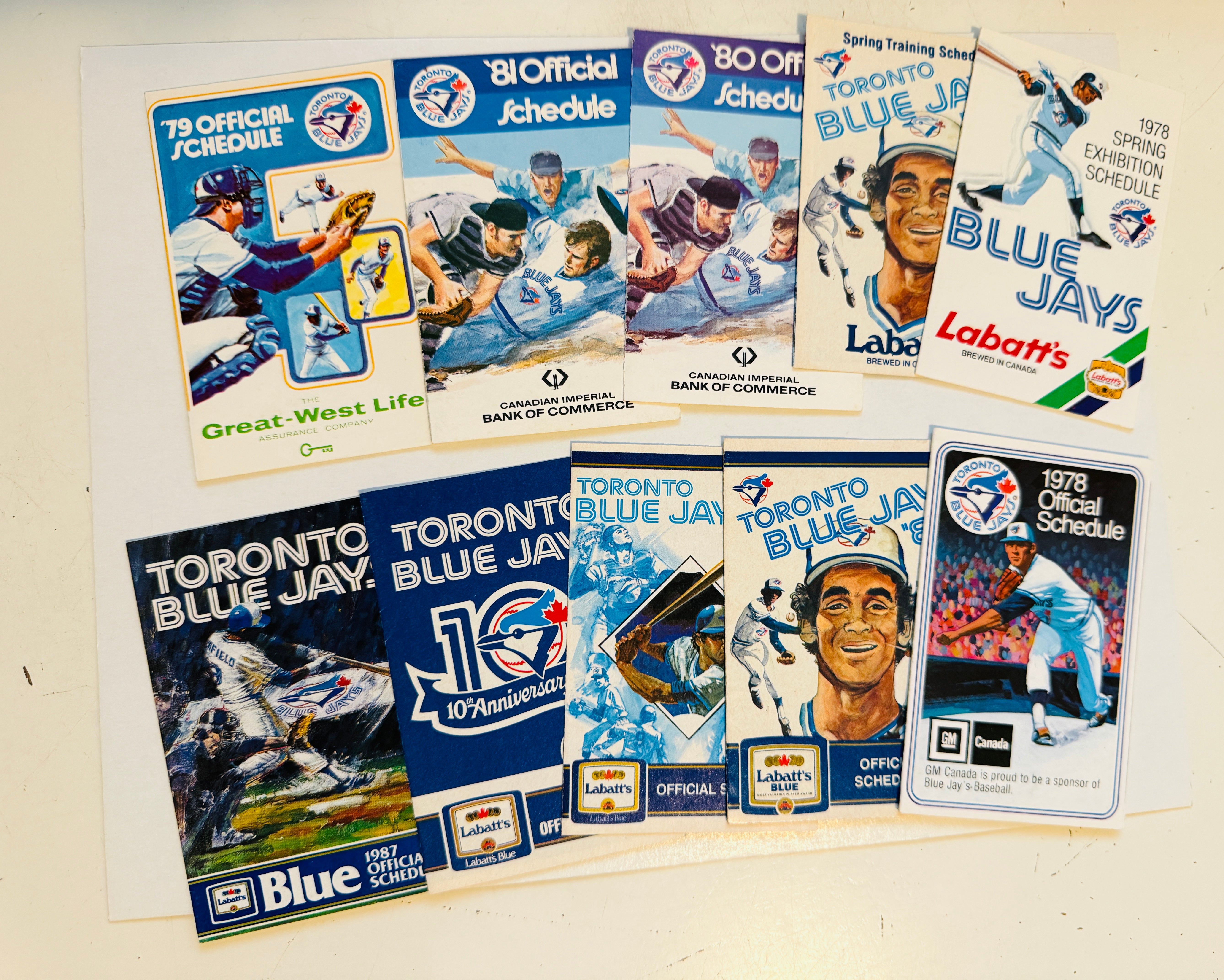 Toronto Blue Jays baseball vintage 10 pocket schedules lot deal 1970s, 80s