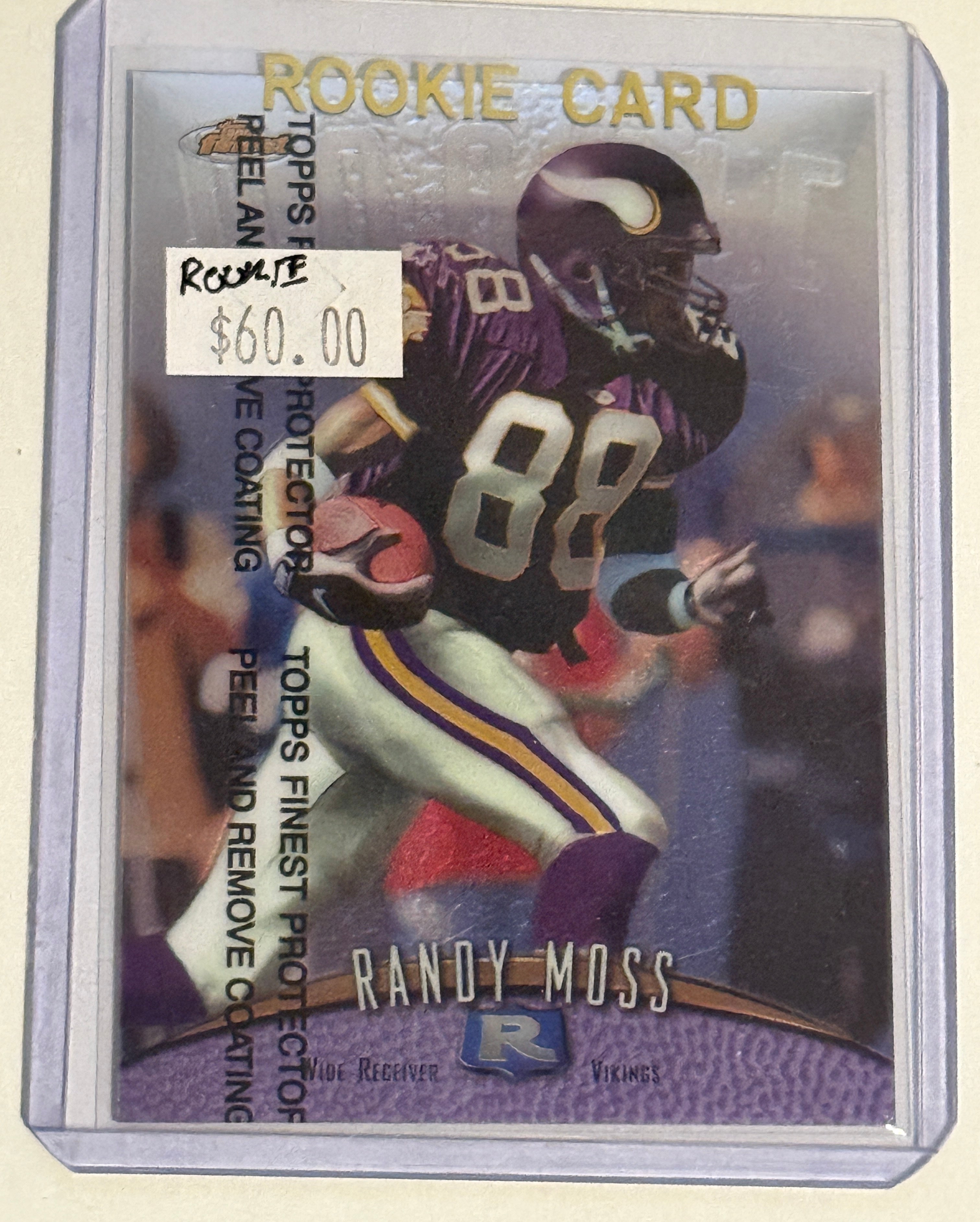 Randy Moss football legend Topps finest rookie card
