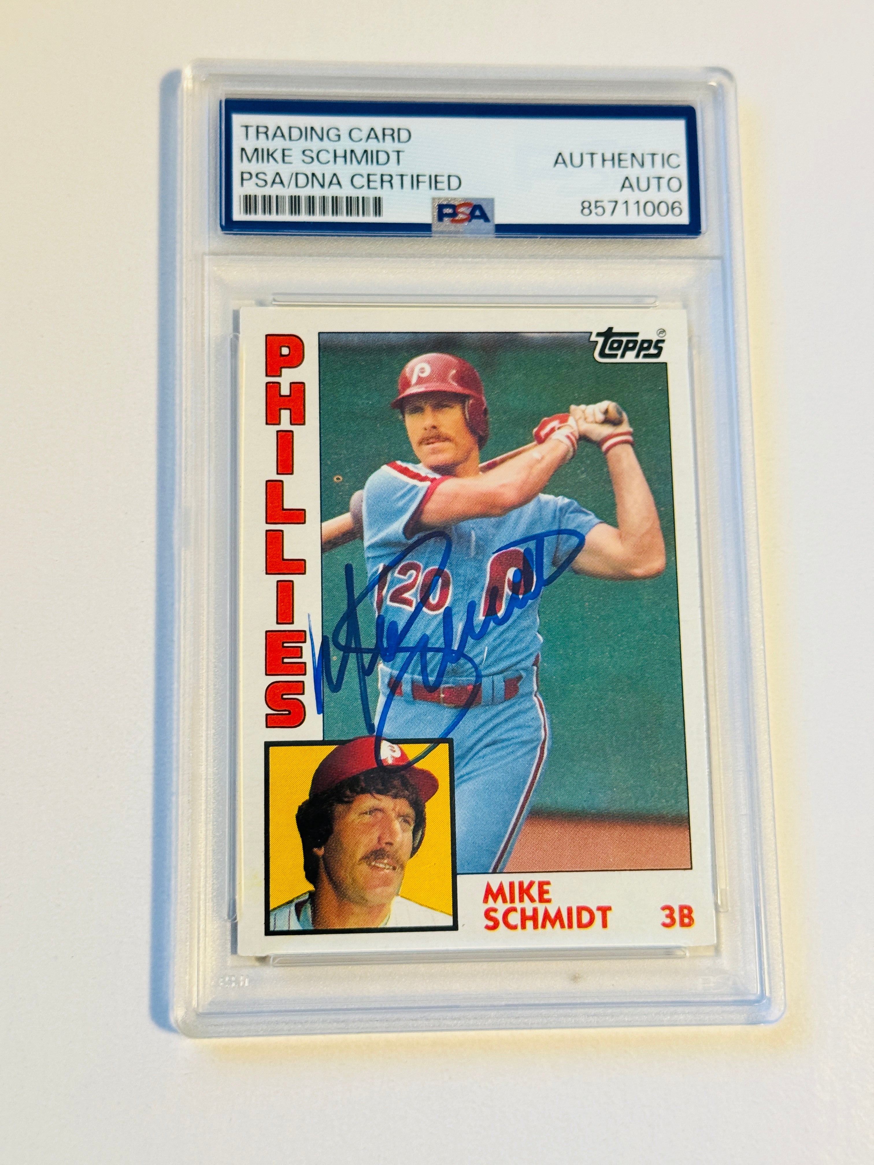 Mike Schmidt, PSA certified autographed, baseball card in PSA holder