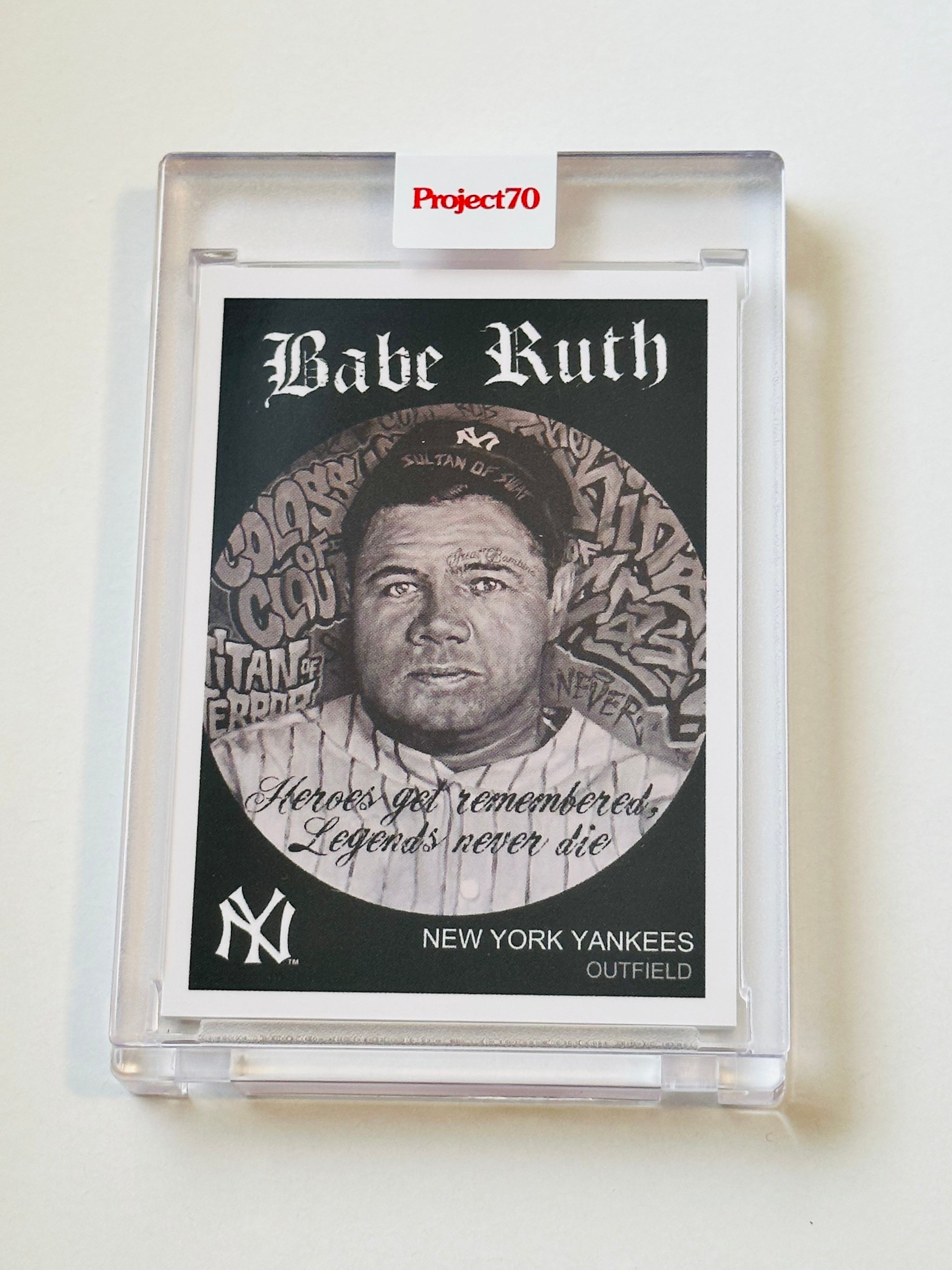 Babe Ruth Topps rare graffiti baseball card in sealed holder Babe Ruth Topps rare graffiti baseball card in sealed holder