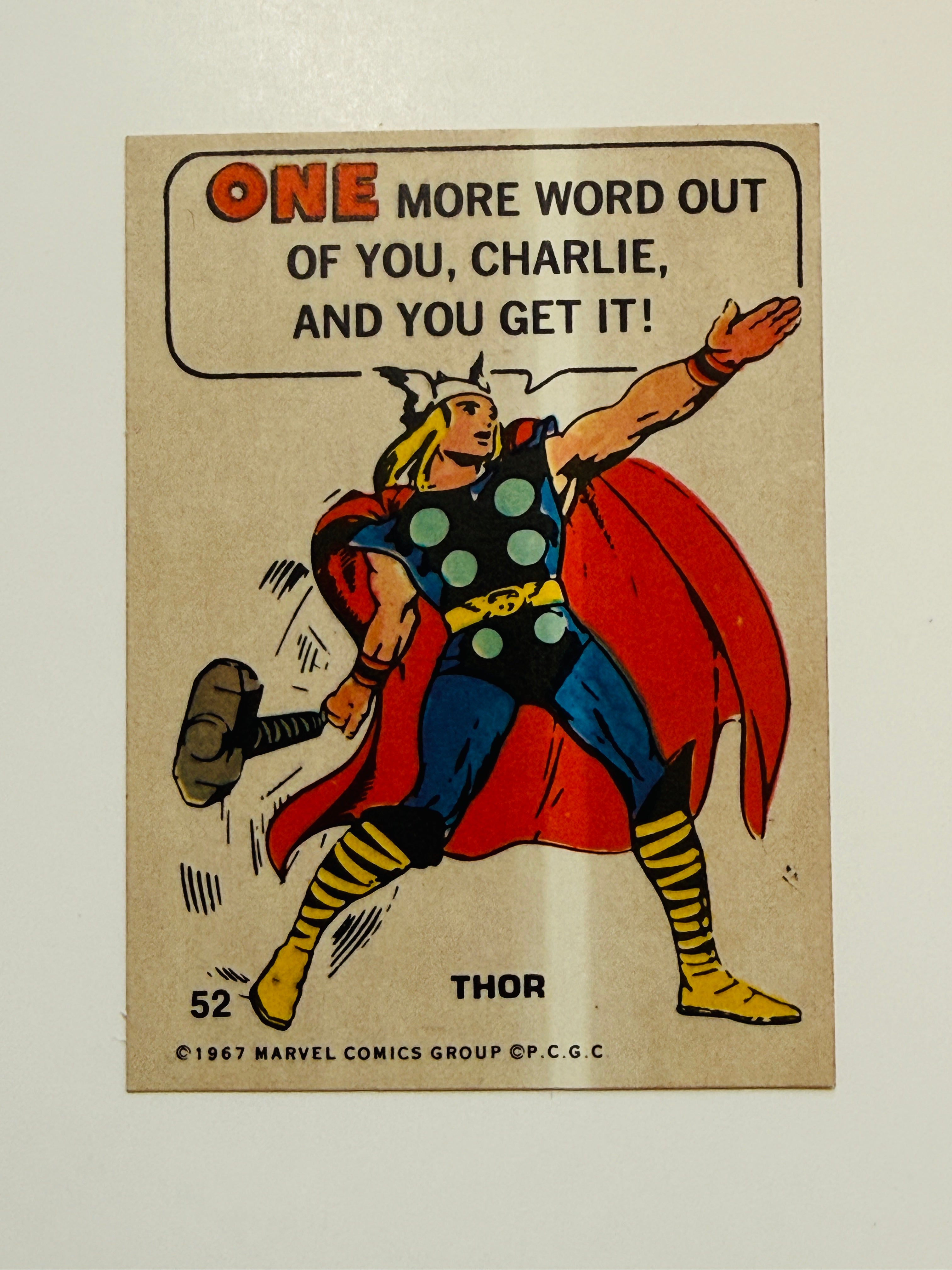 1967 Thor vintage Marvel comics superhero sticker card