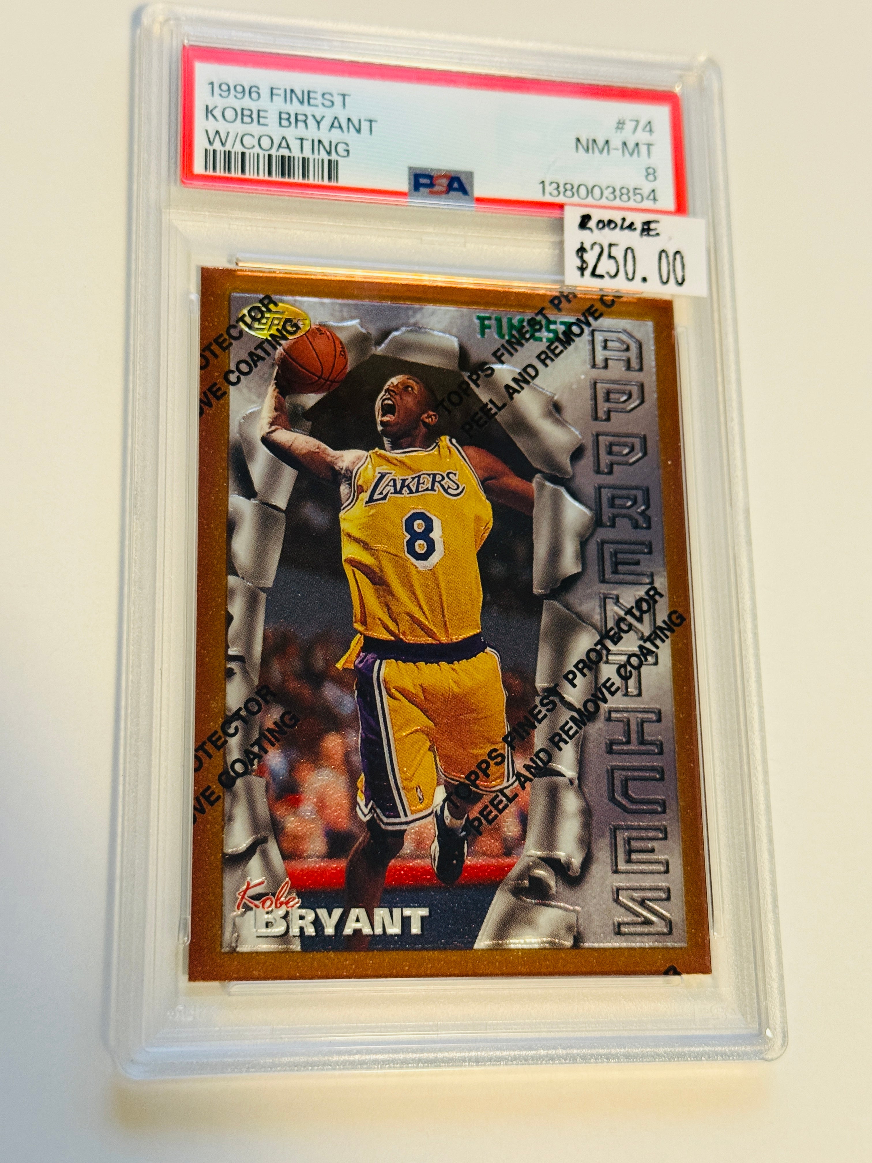 Kobe Bryant Topps Finest PSA 8 rookie basketball card