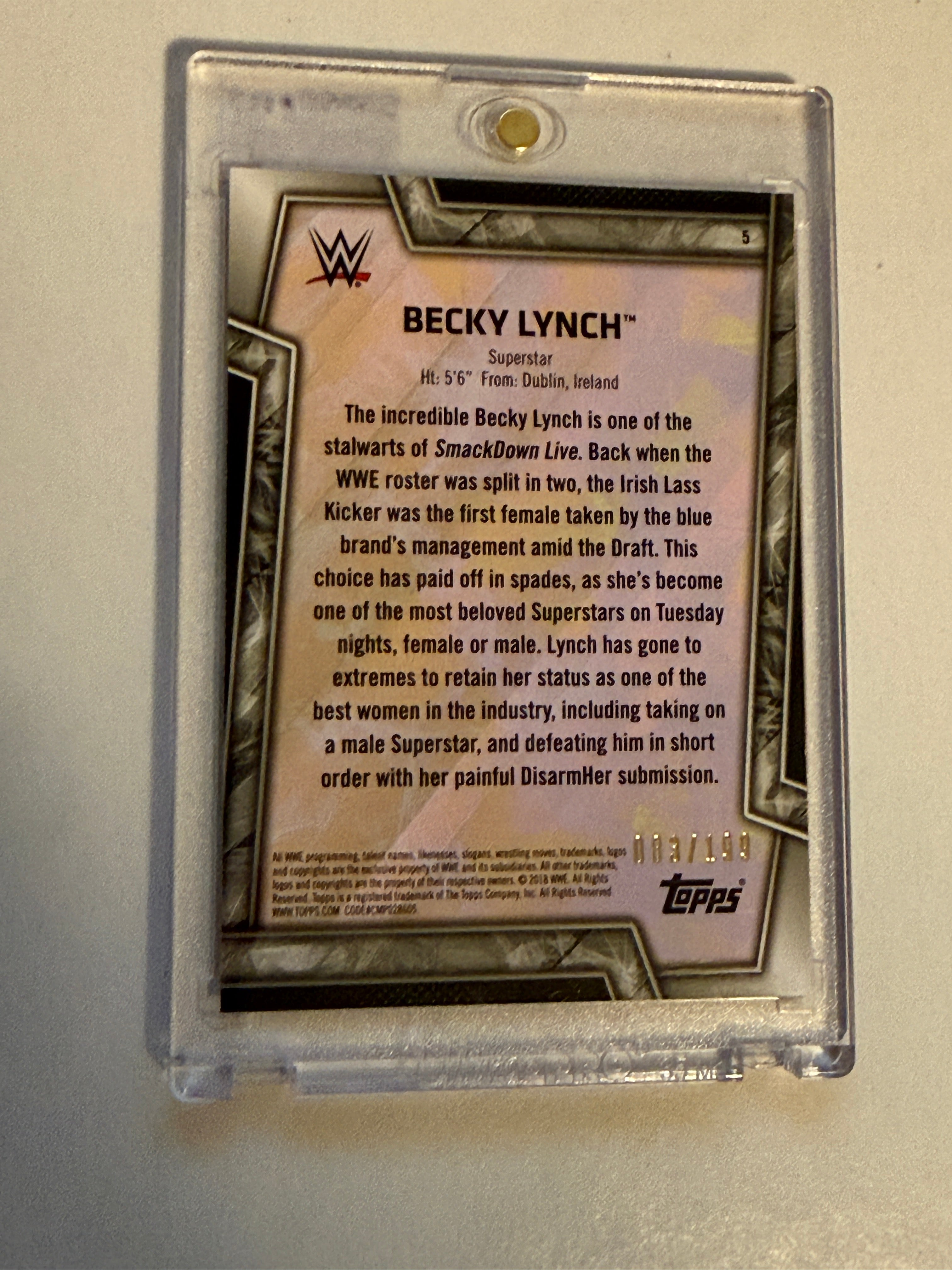 Wrestling legend Becky Lynch rare numbered autograph insert card