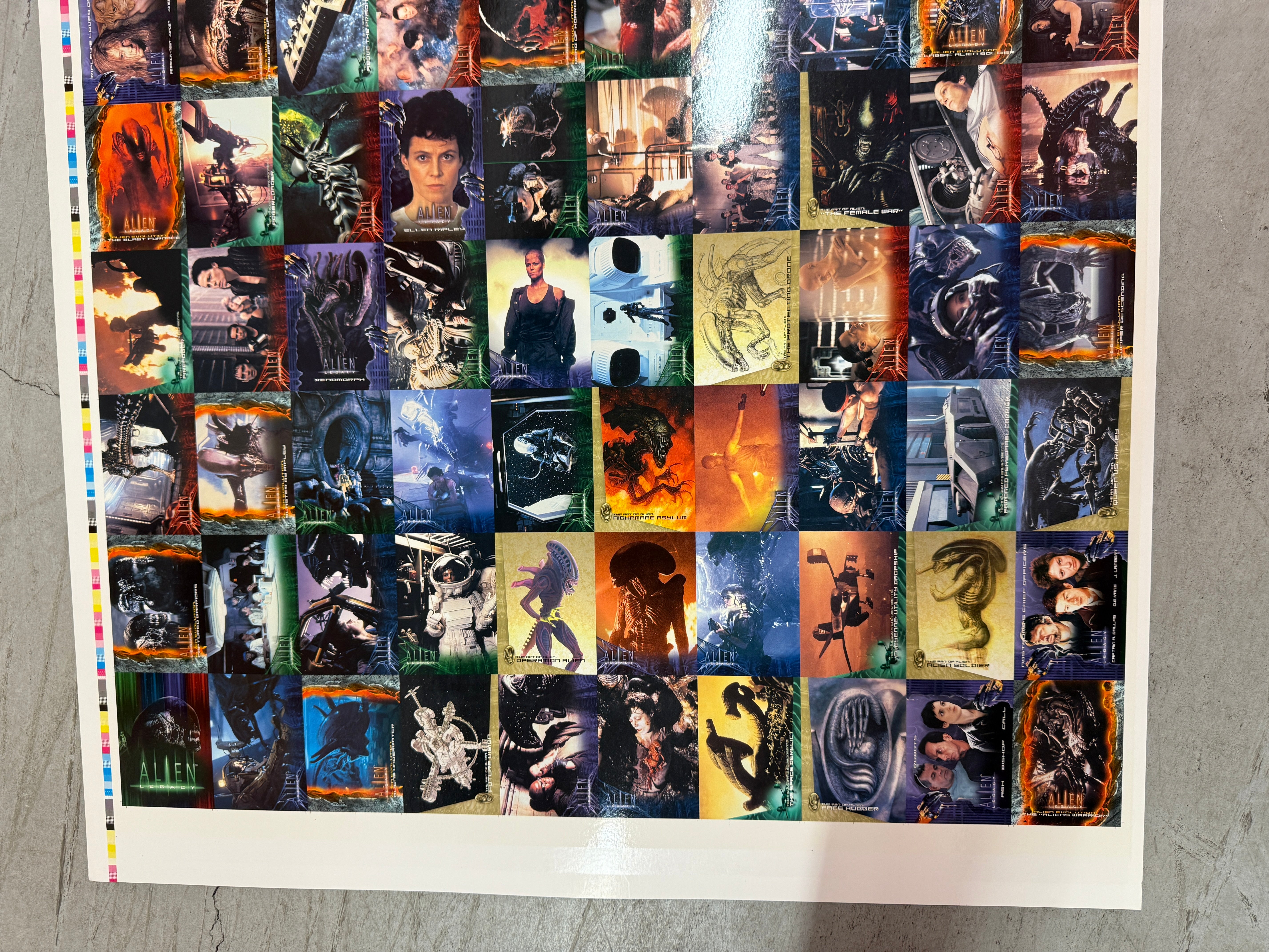 Alien Legacy movie cards, rare Uncut Cards sheet 1998