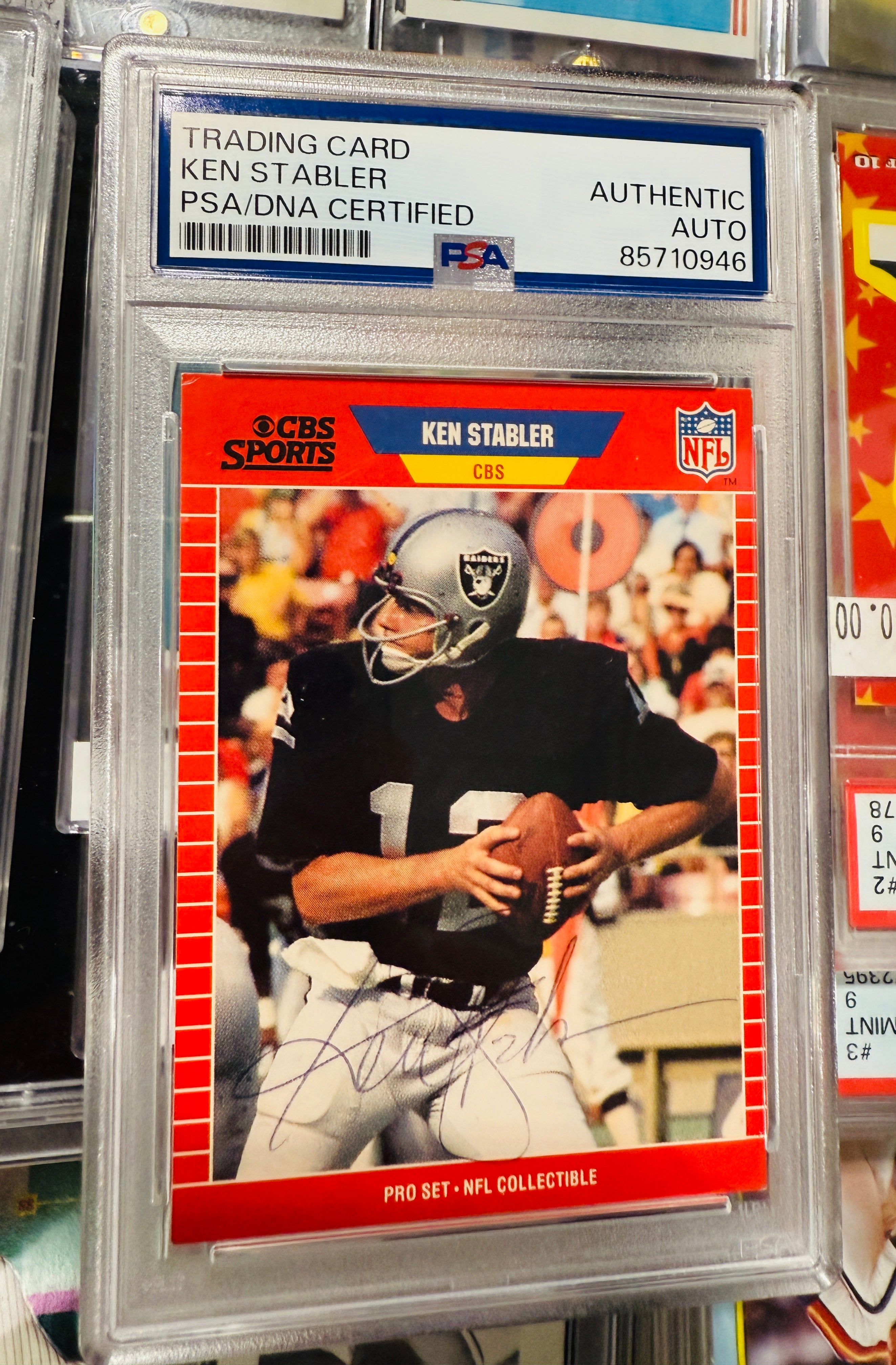 Ken Stabler autograph football card certified by PSA/DNA