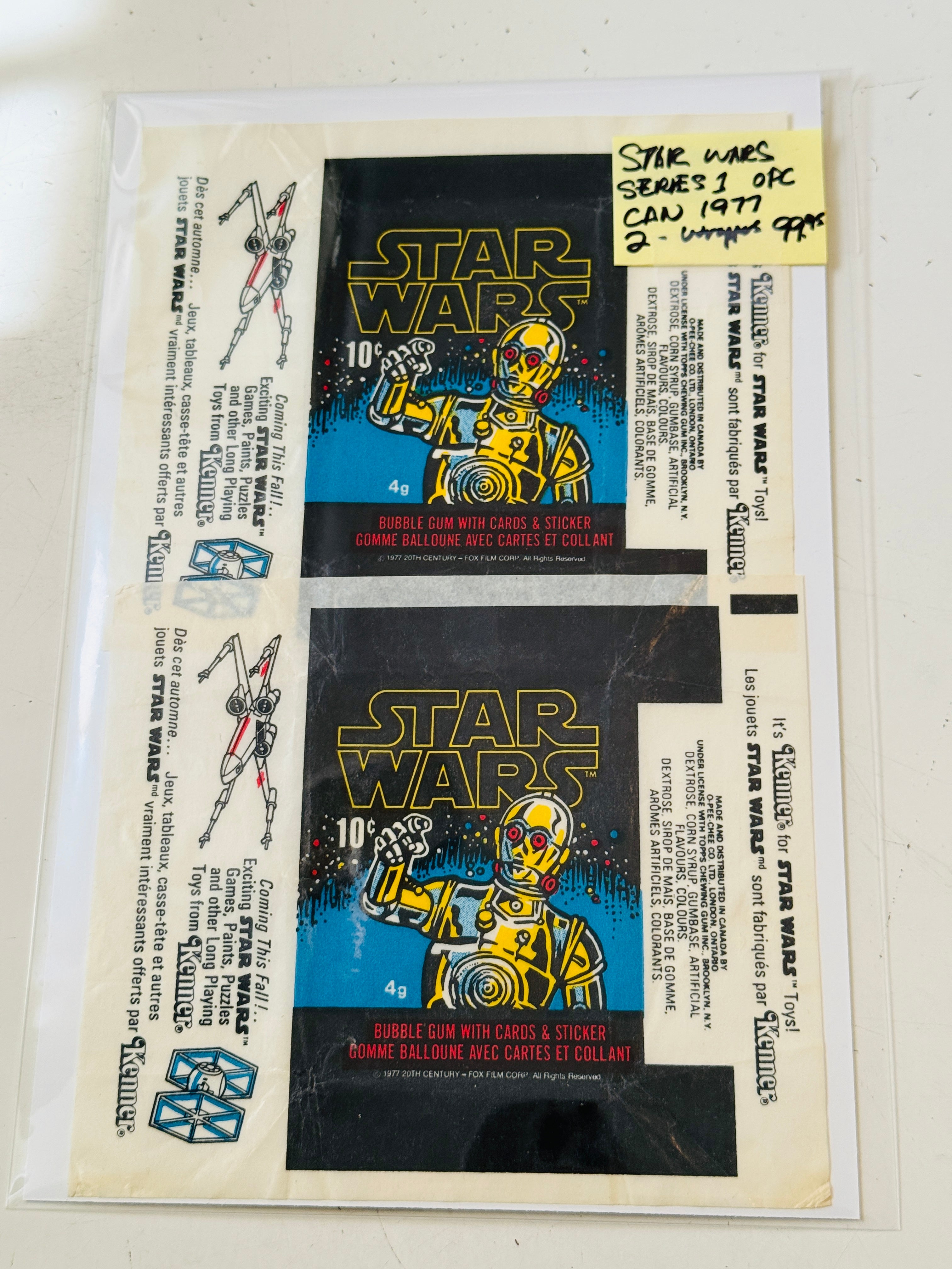Star Wars Opc Canadian rarer version two wrappers series 1 from 1977