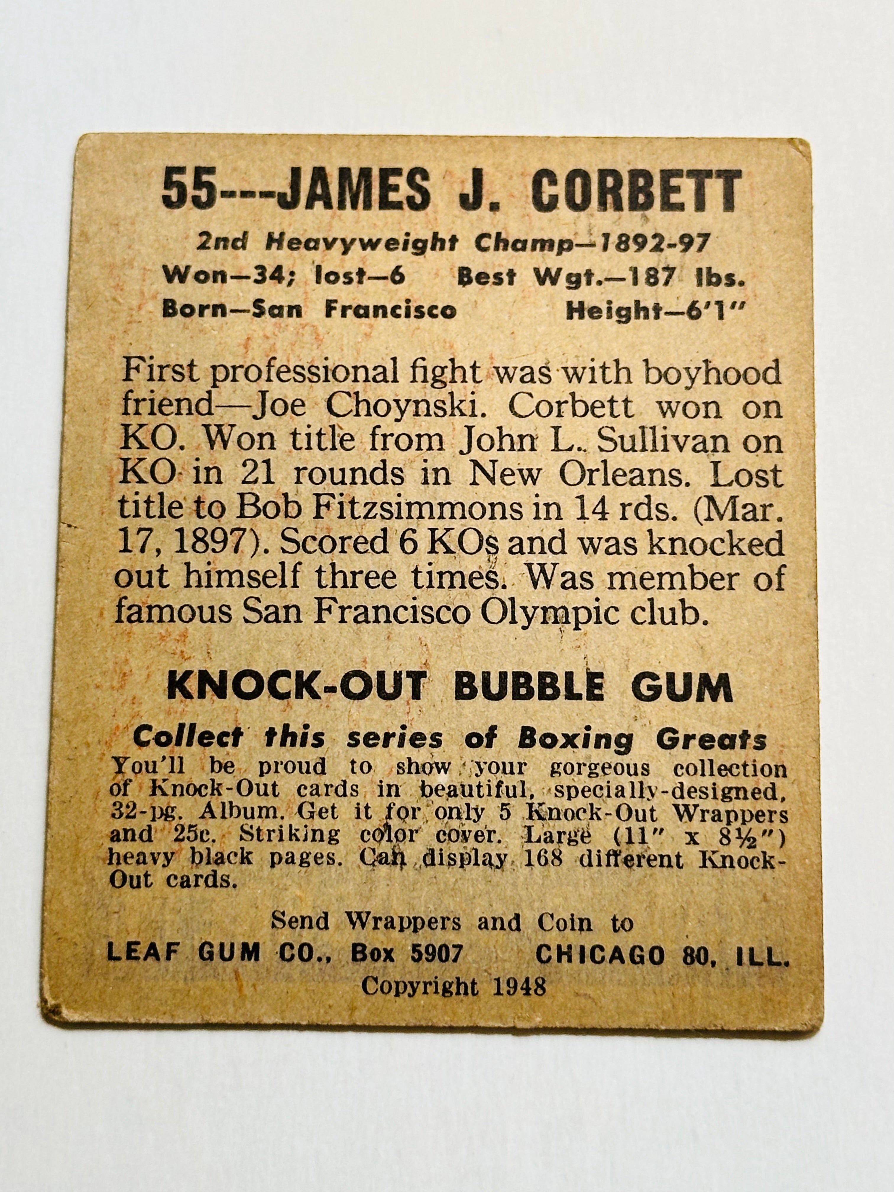 1948 leaf James Corbett, rare vintage boxing card