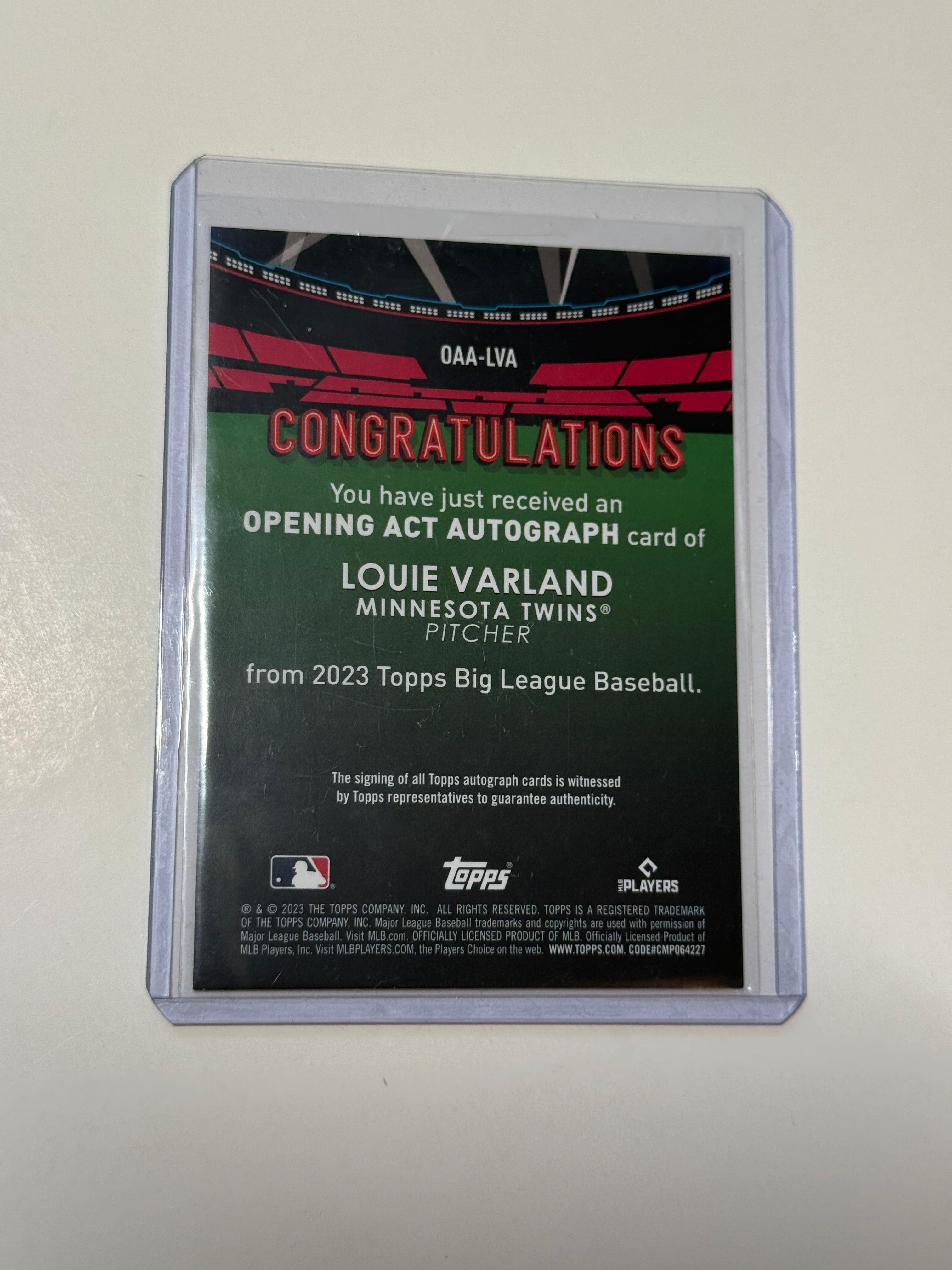 Blue jays Louie Varland baseball autographed insert card