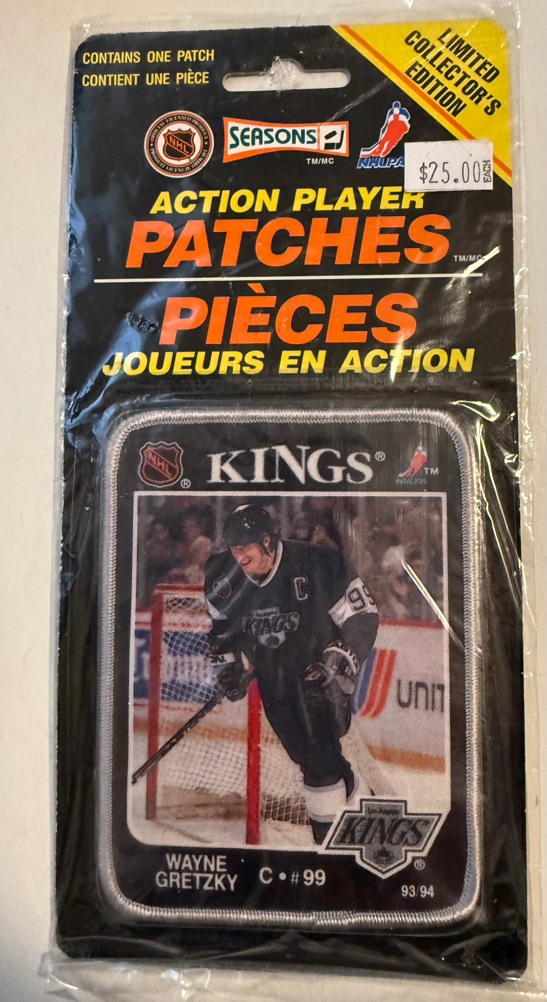 Wayne Gretzky action hockey player patch factory sealed 1993
