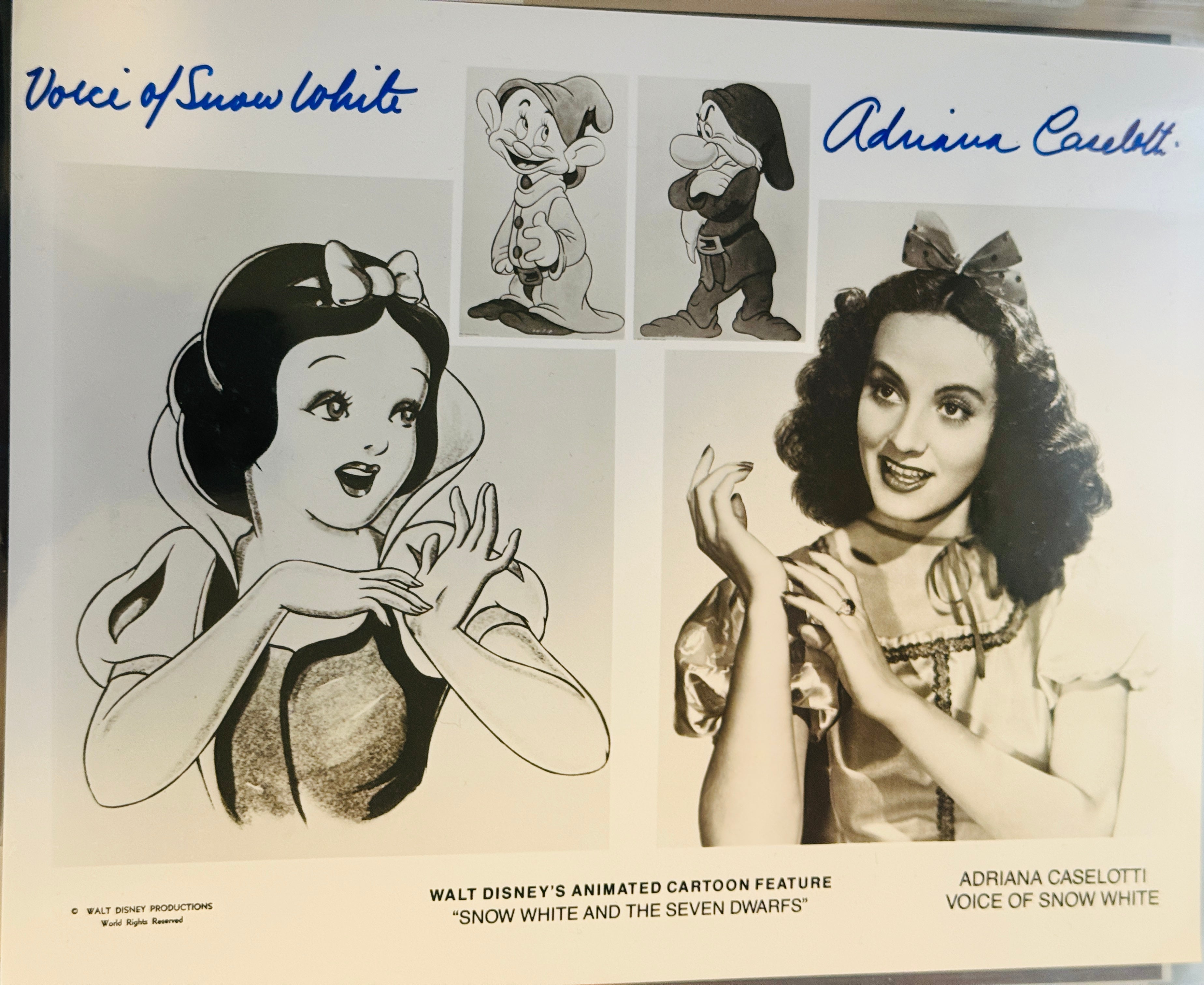 Disney Snow White original voice actor signed photo JSA certified